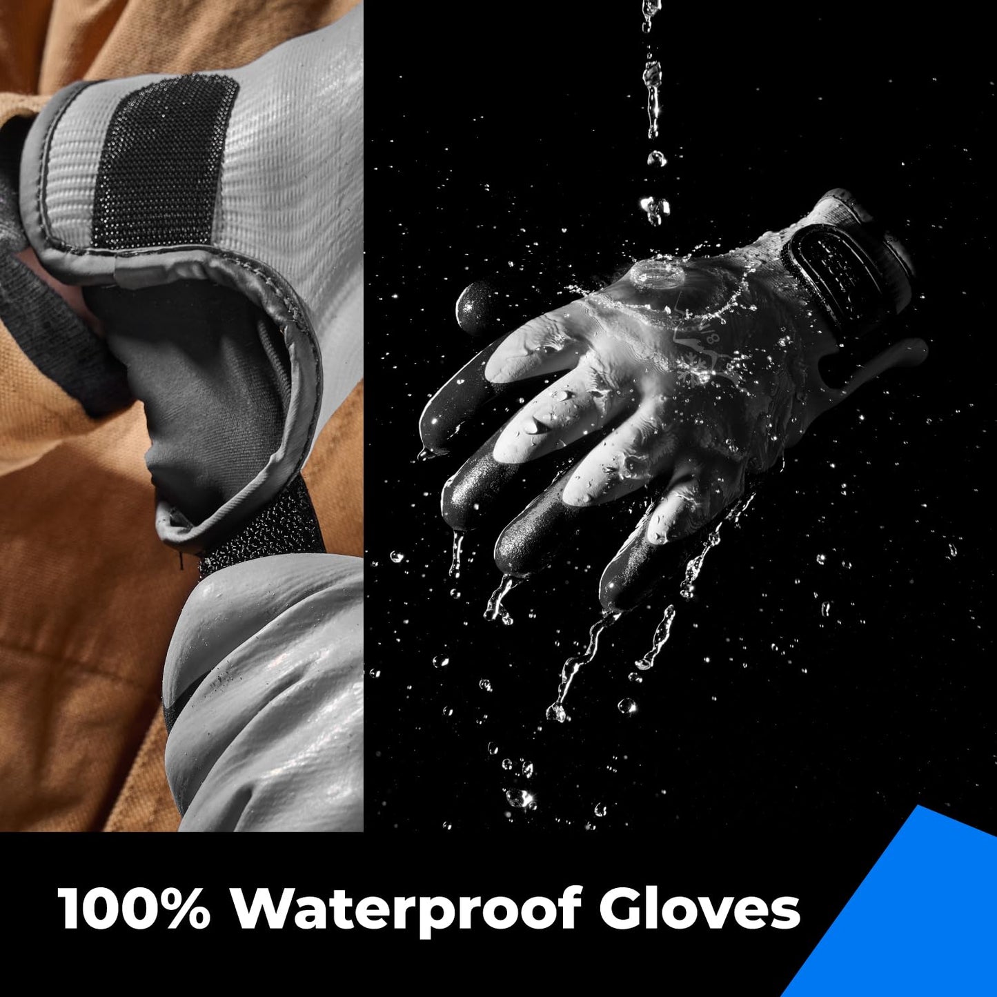 toolant 100% Waterproof Gloves for Men and Women, Winter Work Gloves for Cold Weather, Touchsreen, Thermal Gloves for Freezer Work, Fishing and Gardening, With Grip, Grey, X-Large