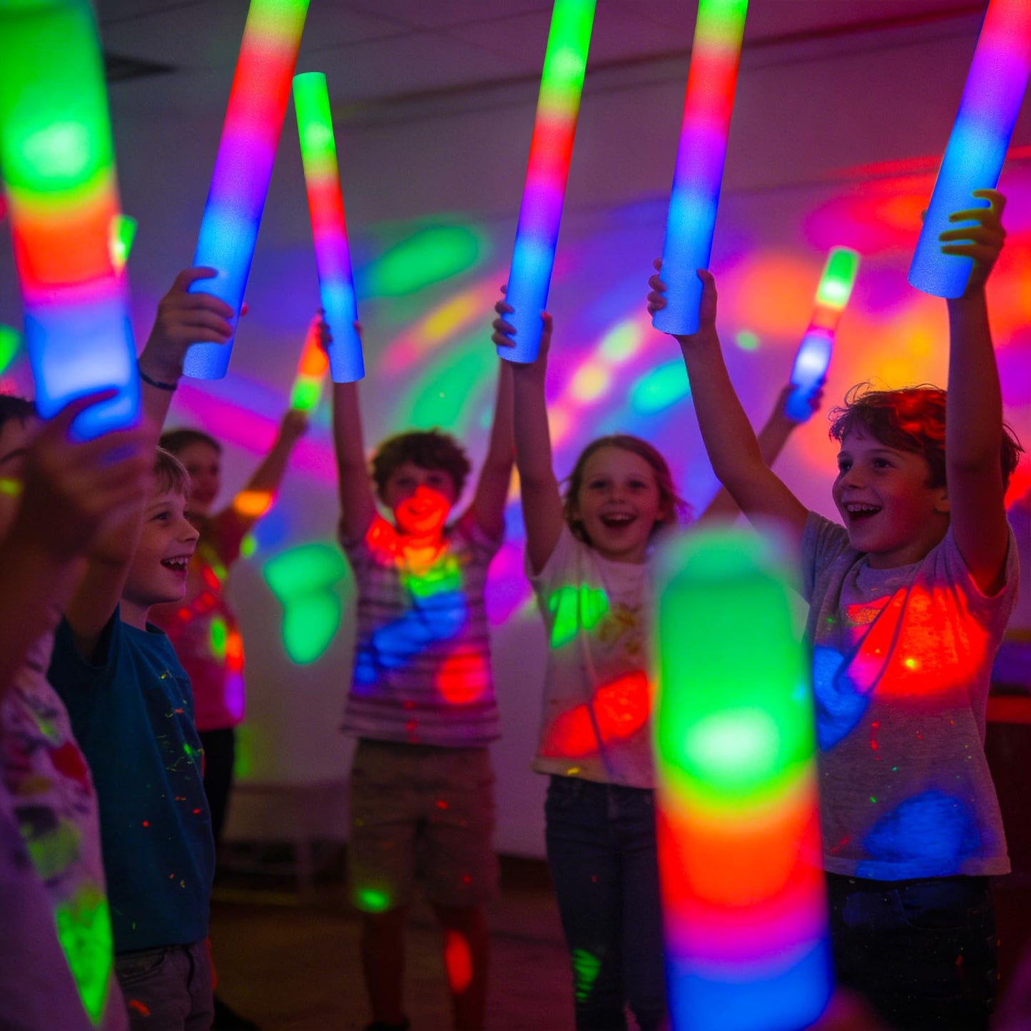 SHQDD 70PCS Foam Light Up Sticks, Glow in the Dark Party Supplies with 3 Colorful Flashing Modes, LED Foam Glow Sticks Bulk for Wedding, Concert, New Year, Halloween, Christmas, Raves, Birthday