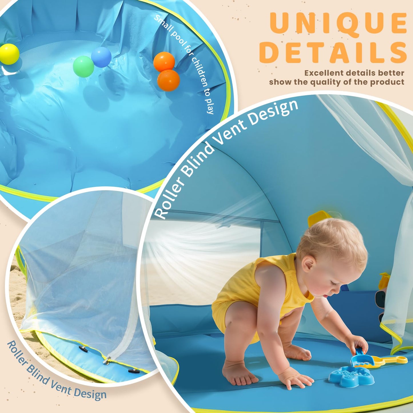 Senodeer Baby Beach Tent, Pop Up Play Tent for Infants, UV Protection Sun Shelter for Toddlers, Infant Portable Sun Shade