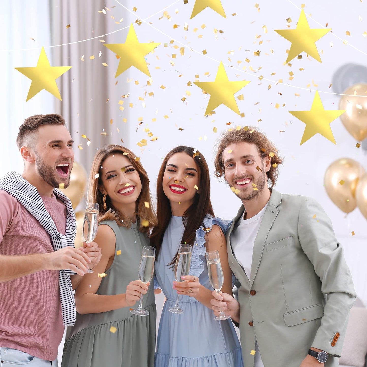 Leinuosen 80 Pieces Stars Cutouts Glitter Double Printed Paper Cardboard Stars Decorations for Bulletin Board Classroom Wall Graduation Party Supply, 6 Inches(Gold)