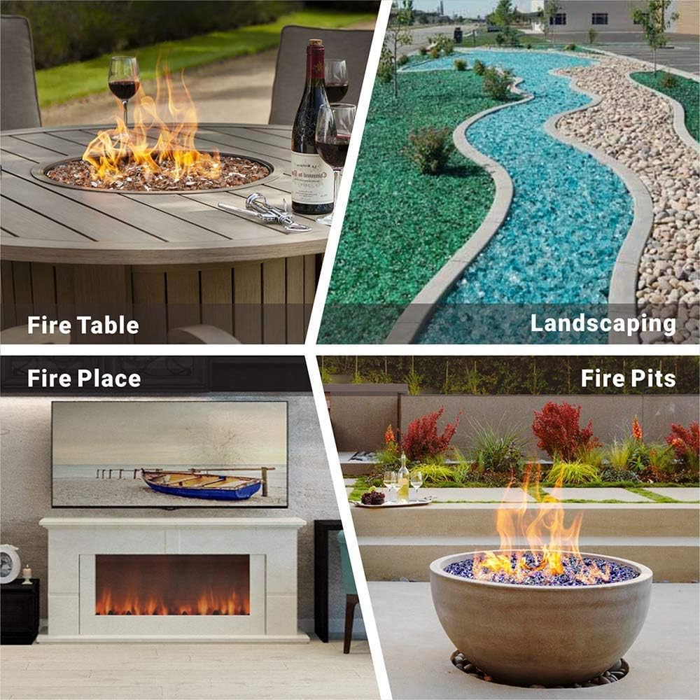 Mr. Fireglass 10 Pounds Diamond Fire Glass, 1 inch High Luster Reflective Fire Pit Glass Rocks for Propane & Natural Gas Fire Pits Fireplace & Lanscape, Emerald Green