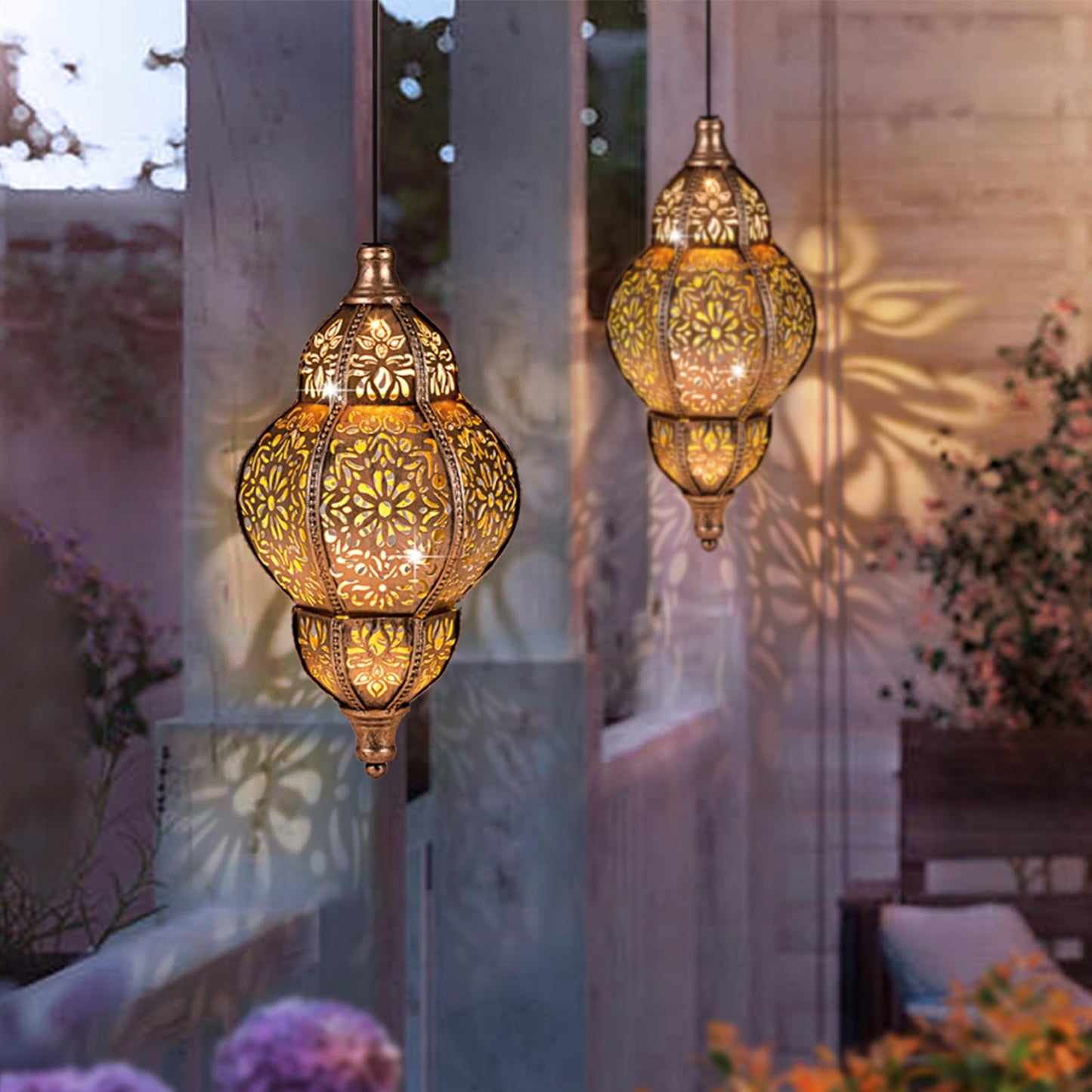 Solar Lanterns Outdoor Waterproof, Hanging Solar Lantern Garden Decor, Decorative Garden Lights for Yard, Patio, Lawn, Porch, Mother's Day Gifts (Moroccan)