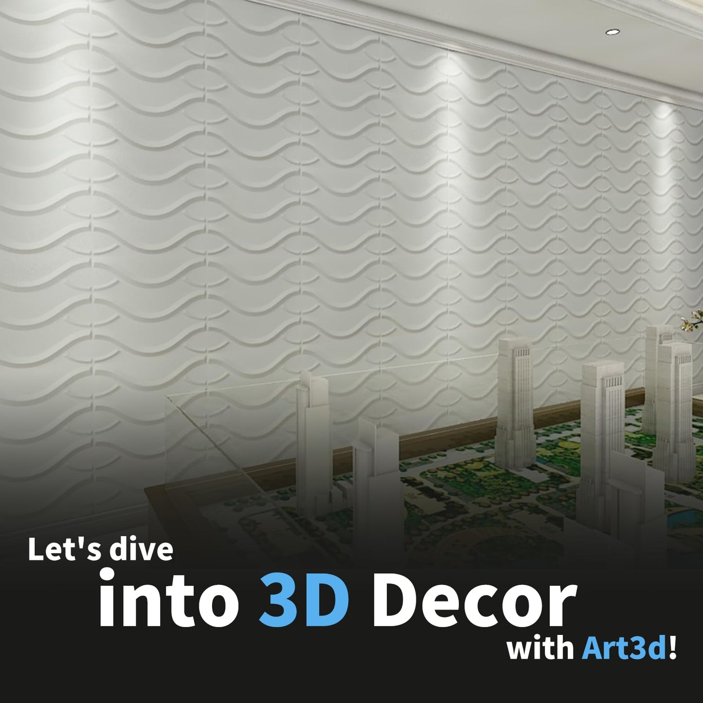 Art3d Decorative 3D Wall Panel, 32 Sq.FT PVC Interior Wall Decor for Living Room, Bedroom, Lobby, Office, Shopping Mall, White