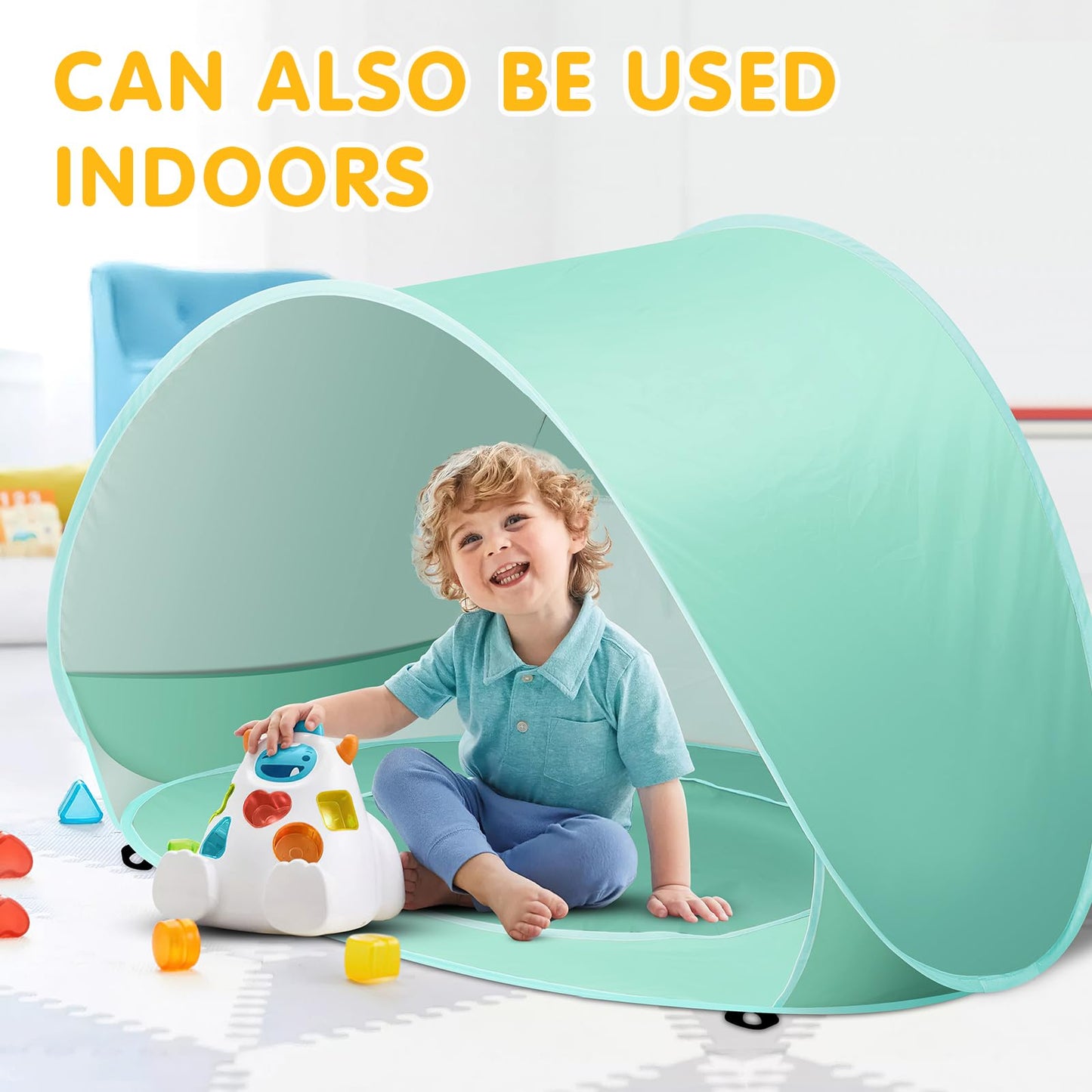Baby Beach Tent with Pool, Pop Up Sun Shelter UPF 50+ UV Protection for Infant Toddlers, Portable Shade Tent with Carry Bag for Beach Outdoor Travel