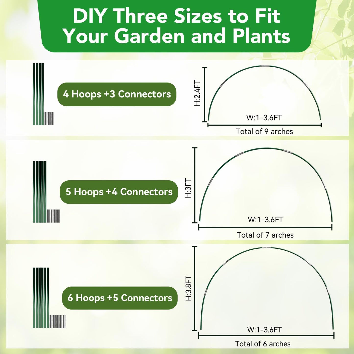 Garden Mesh Netting Kit for Raised Beds, 10x30FT Green Garden Netting &6 Sets Fiberglass Garden Hoops, Row Cover Garden Netting Pest Barrier Plant Protection for Vegetable Flowers Fruits
