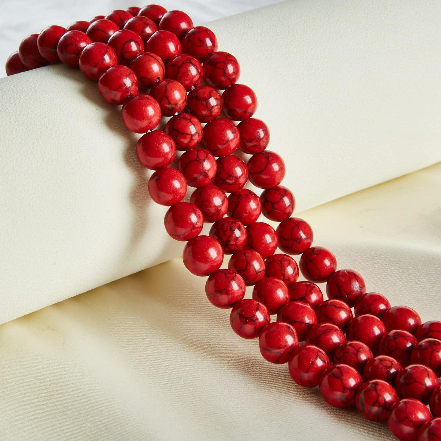 100pcs 6mm Red Turquoise Beads Natural Gemstone Beads Round Loose Beads for Jewelry Making