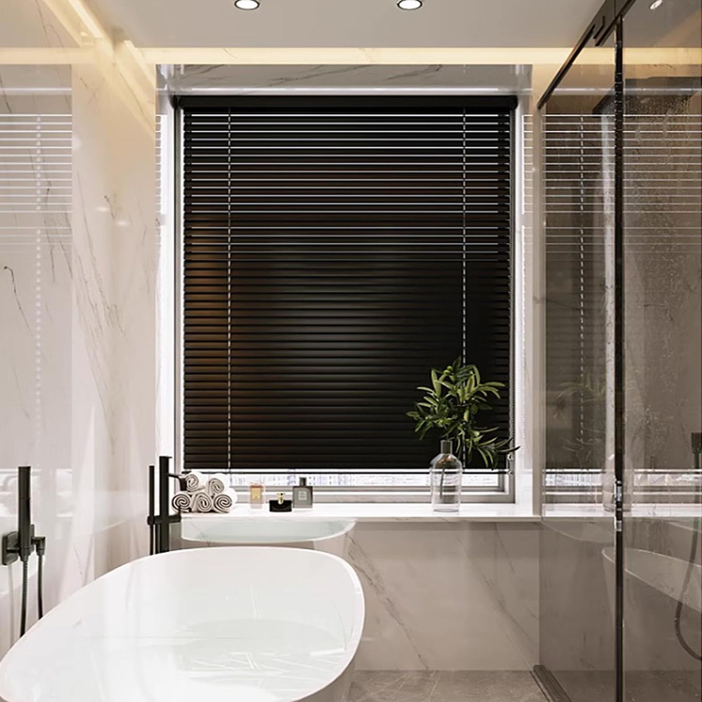 Aluminum Venetian Blinds Privacy Blinds Black Shutters Horizontal Slats Darkening Blind Thermal Shutters Home Cordless(80x160cm/31x62in)