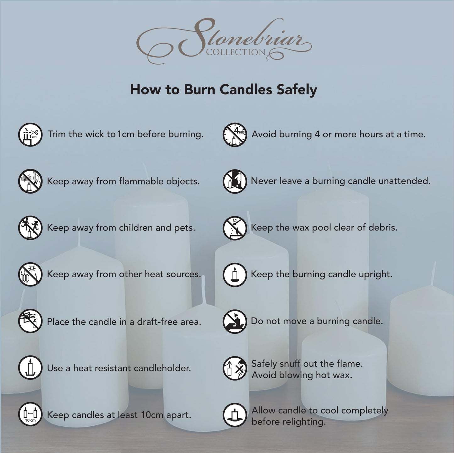 Stonebriar Unscented Pillar Candles – 65 Hour Burn Time, Long-Lasting Wax Candles for Weddings, Holidays, Home Décor & Special Events, Pack of 6, Ivory, 3" x 6"