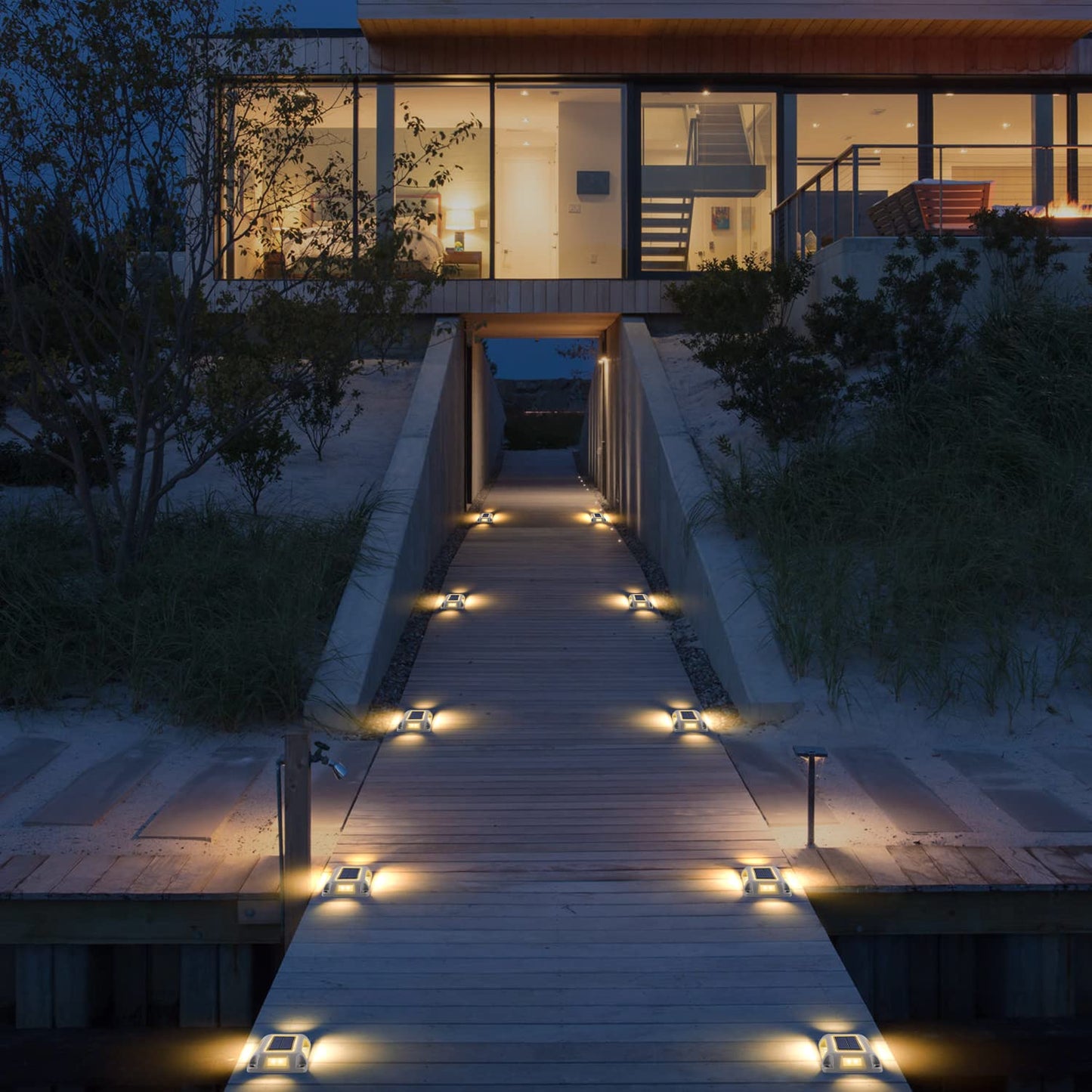 T-SUN Solar Dock Lights, Solar Driveway Lights Outdoor, 12 Pack LED Ground Driveway Light 3000K Warm White Deck Light for Path Garden Sidewalk Stair Ground Pathway
