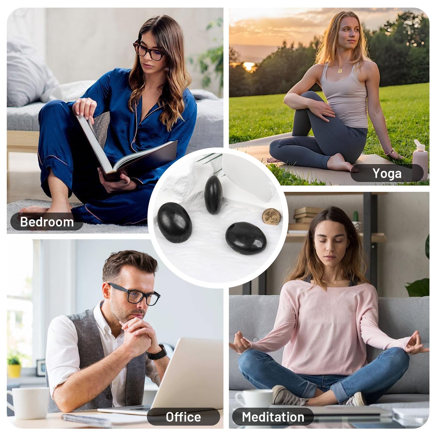 Orientrea Black Tourmaline Palm Stone-1 Pc Black Tourmaline Pocket Energy Stone, Smooth Healing Crystal Worry Stone (Black Tourmaline(1pc))