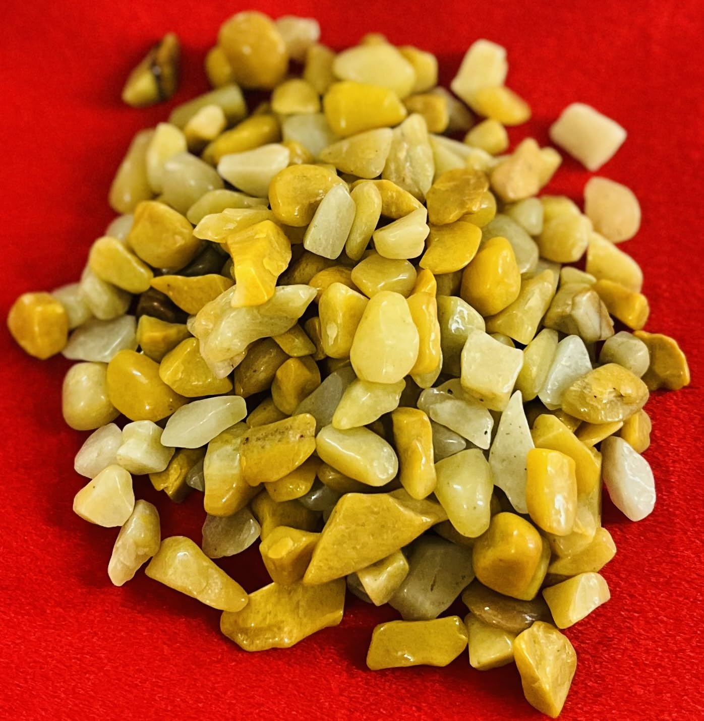 Indian Consigners Natural Crushed Polished Tumbled Gem Stone Chips, Decoration & Healing Crystals(Yellow Aventurine)