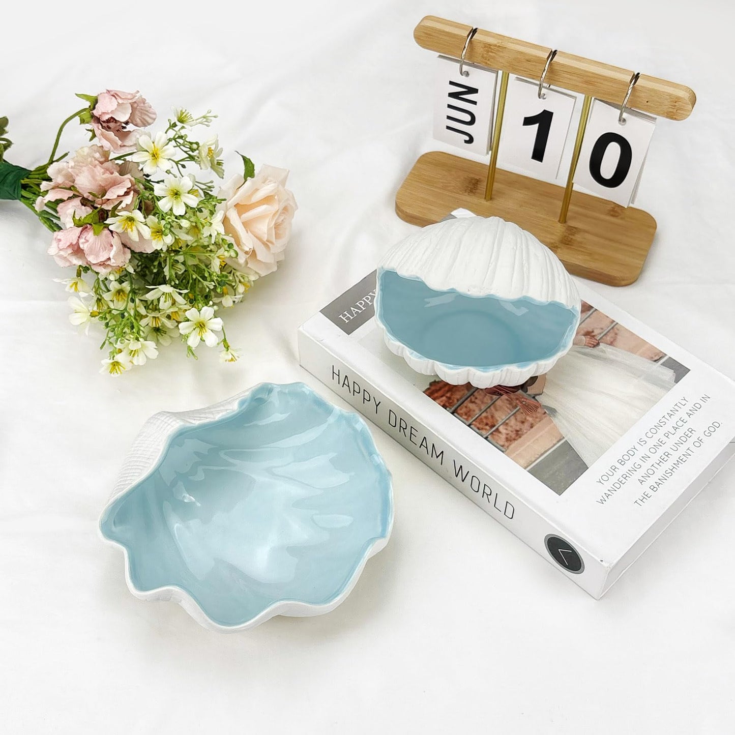 Yitexin Conch Trinket Dish, Ring Coastal Jewelry Tray Organizer Holder, Ocean Seashell Bowl Plate Cute Beach Decor for Bedroom Bathroom Home Earrings Necklaces Bracelet A (A)