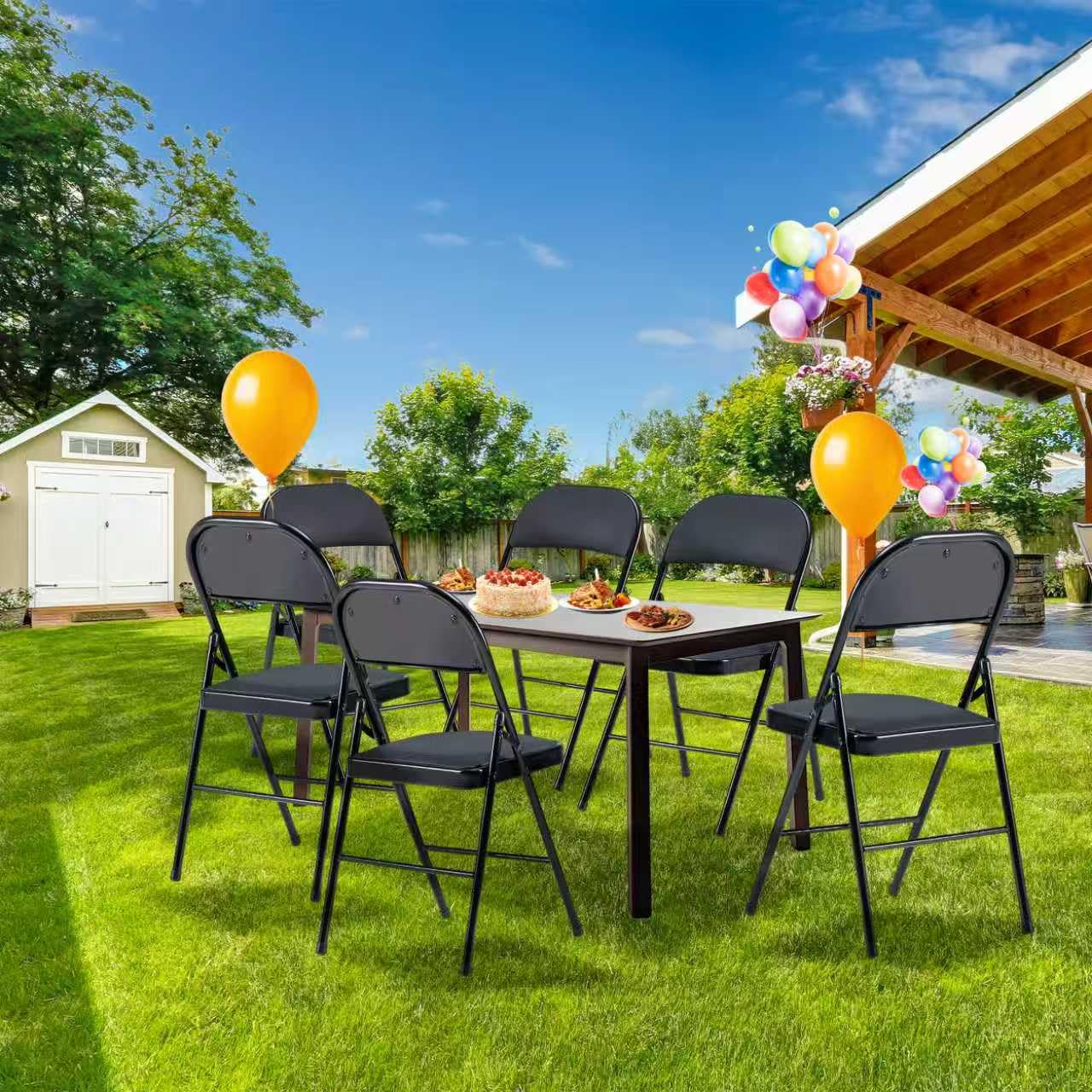 Usnipoya Folding Chairs 10 Pack Black with Padded Seats, 350-LBS Heavy Duty Metal Frame, Portable Design for Commercial Use, Party Events Wedding Outside, No Assembly Required