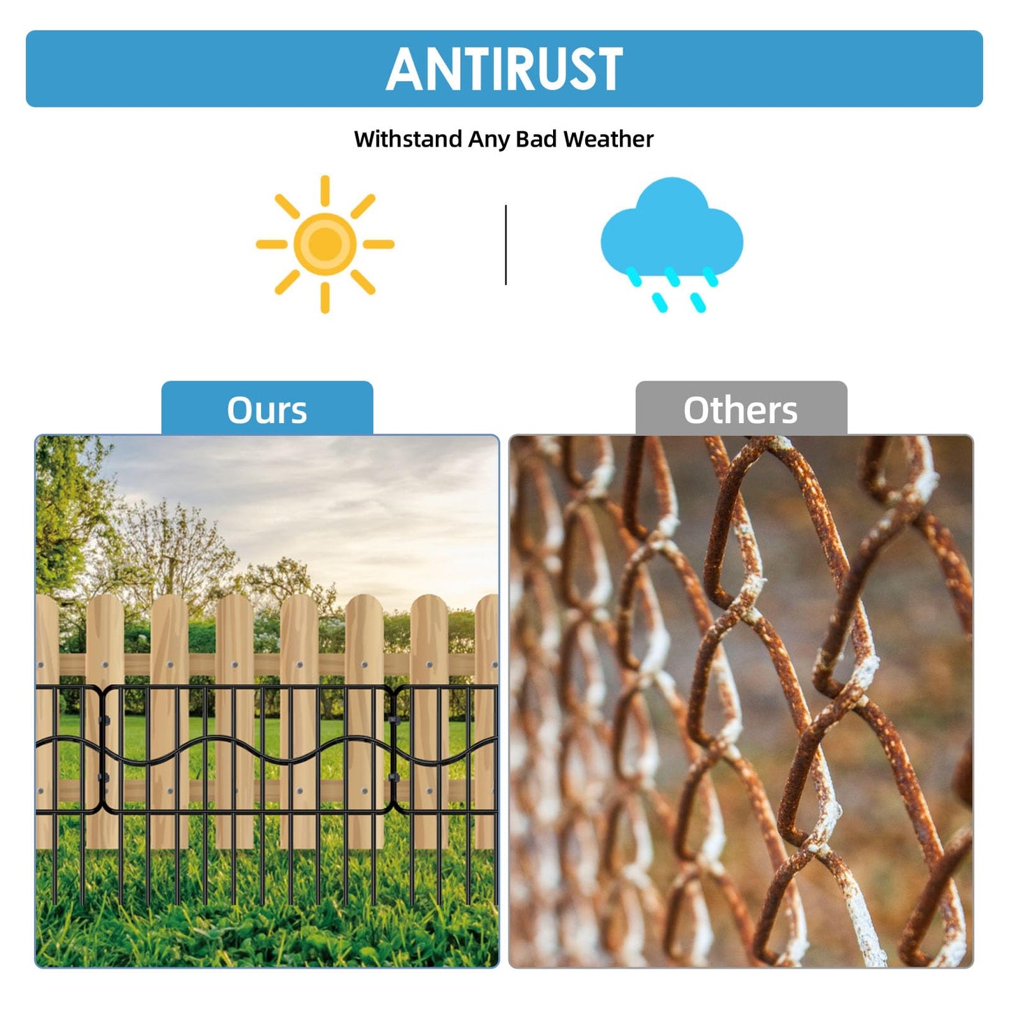 40ft(L) x 13in(H) Garden Animal Barrier Fence, 28panels No Dig Fences, Small Dog Fence Barrier, Animal Barrier Rabbit Fencing Rustproof Metal Decorative Border for Outdoor Garden