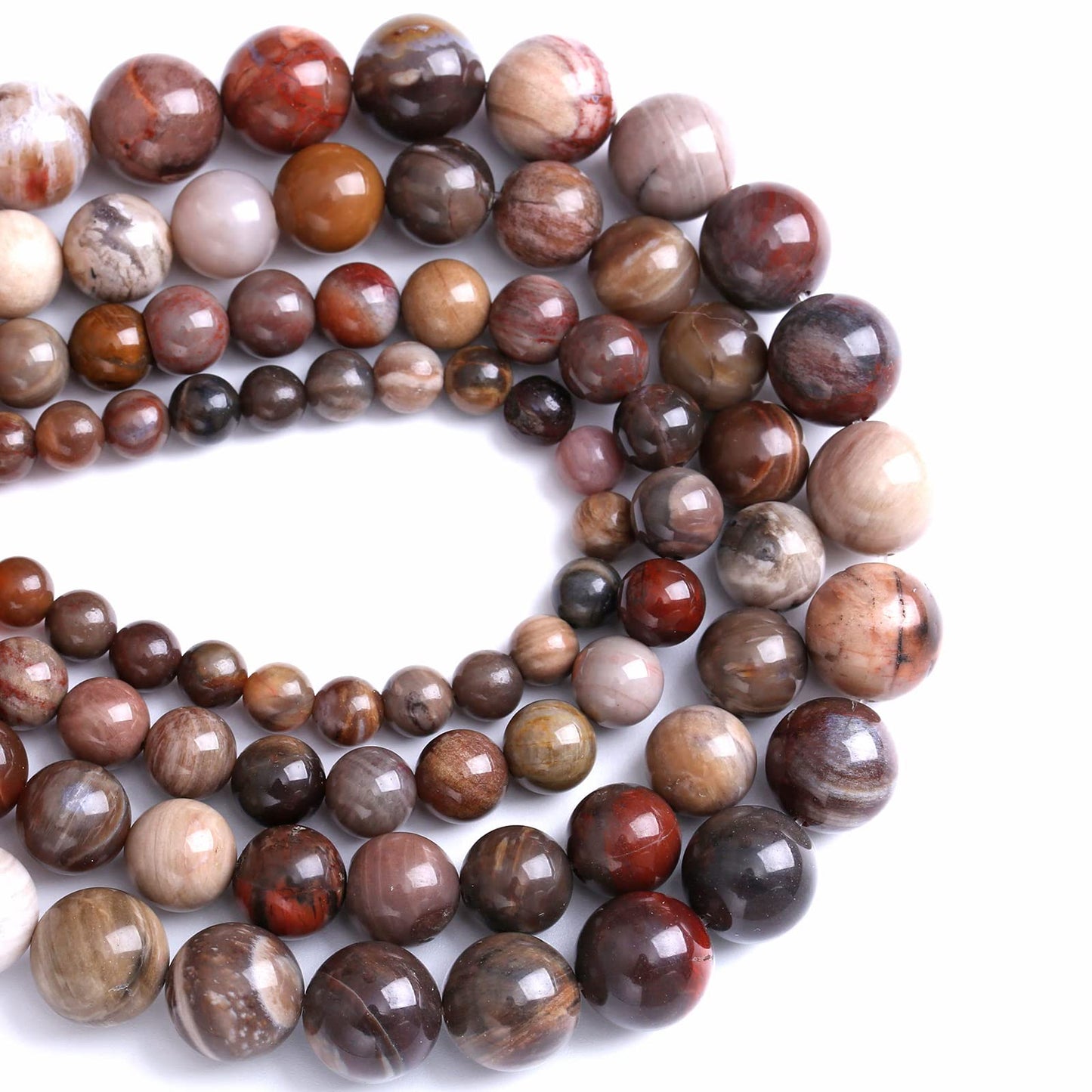 4MM 88PCS Natural Stone Petrified Wood Jasper Loose Beads for Jewelry Making DIY Bracelet