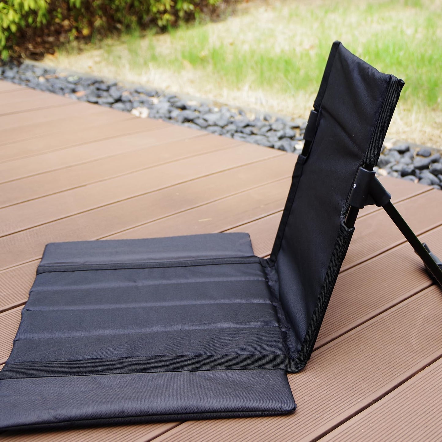 Extra large folding camping backrest with cup holder,Lightweight portable outdoor large chair for beach, park, lawn, and travel,Aluminum frame, comfortable & durable lazy backrest (Carbon Black)