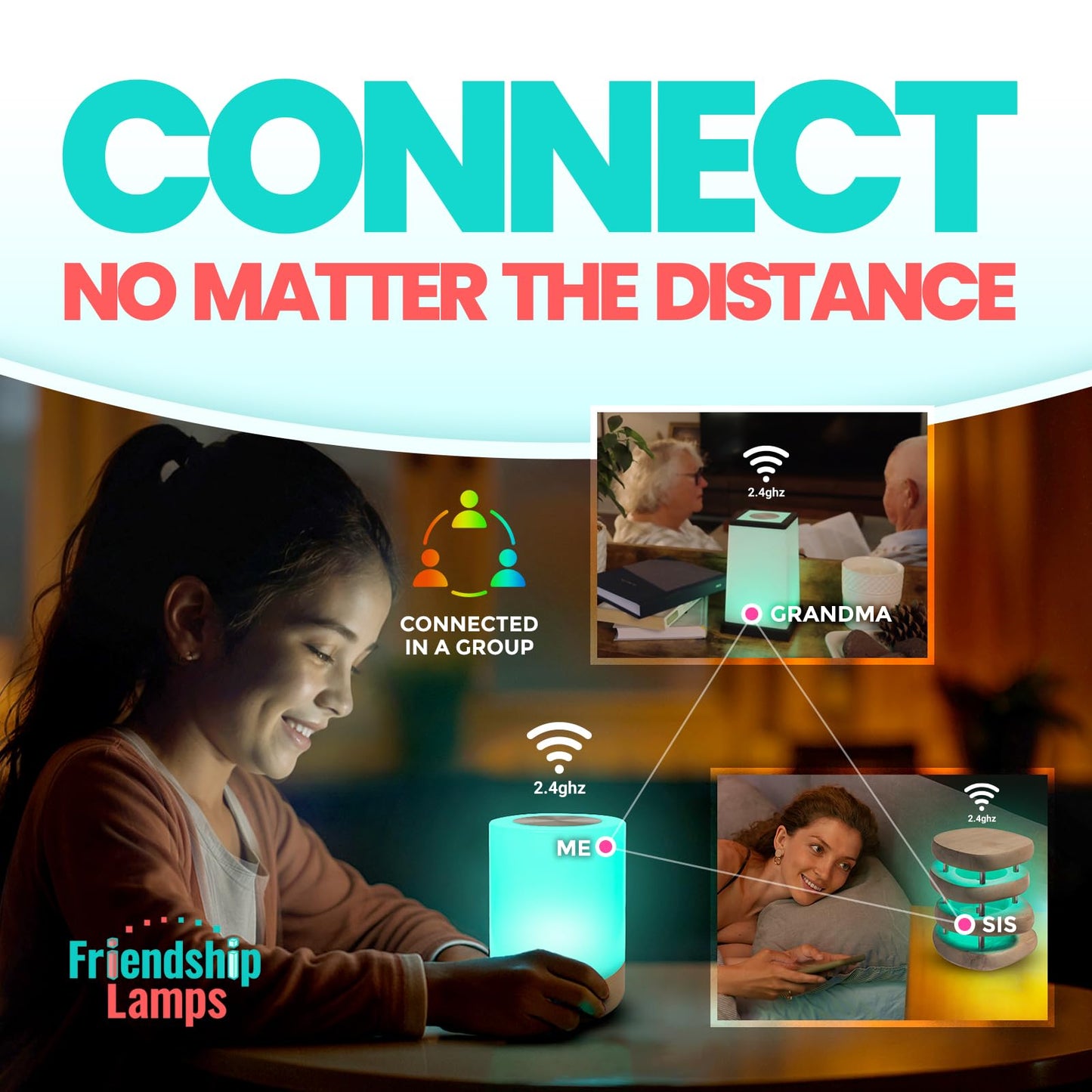 Friendship Lamp Lumi by Filimin - Best Friend WiFi Touch Lamp Real Beech Wood LED Light for Long-Distance Connection, Relationship, Friendship, Gifts, Couples, App Setup, No Subscription - Set of 2