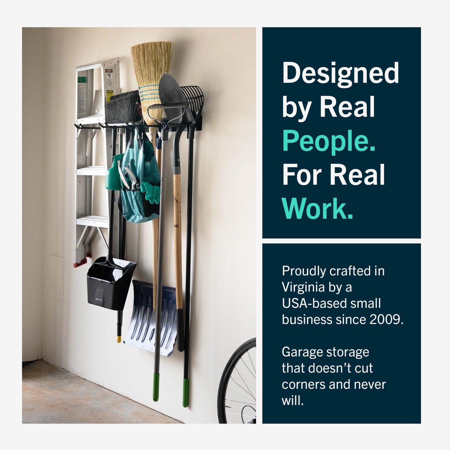 StoreYourBoard 36" Garage Tool Organizer Wall Mount | Garden Tool Organizer System | Heavy Duty Garden Tool Storage Rack for Yard Tools Rakes Shovels 250lbs Garage Organization | 4 PVC Coated Hooks