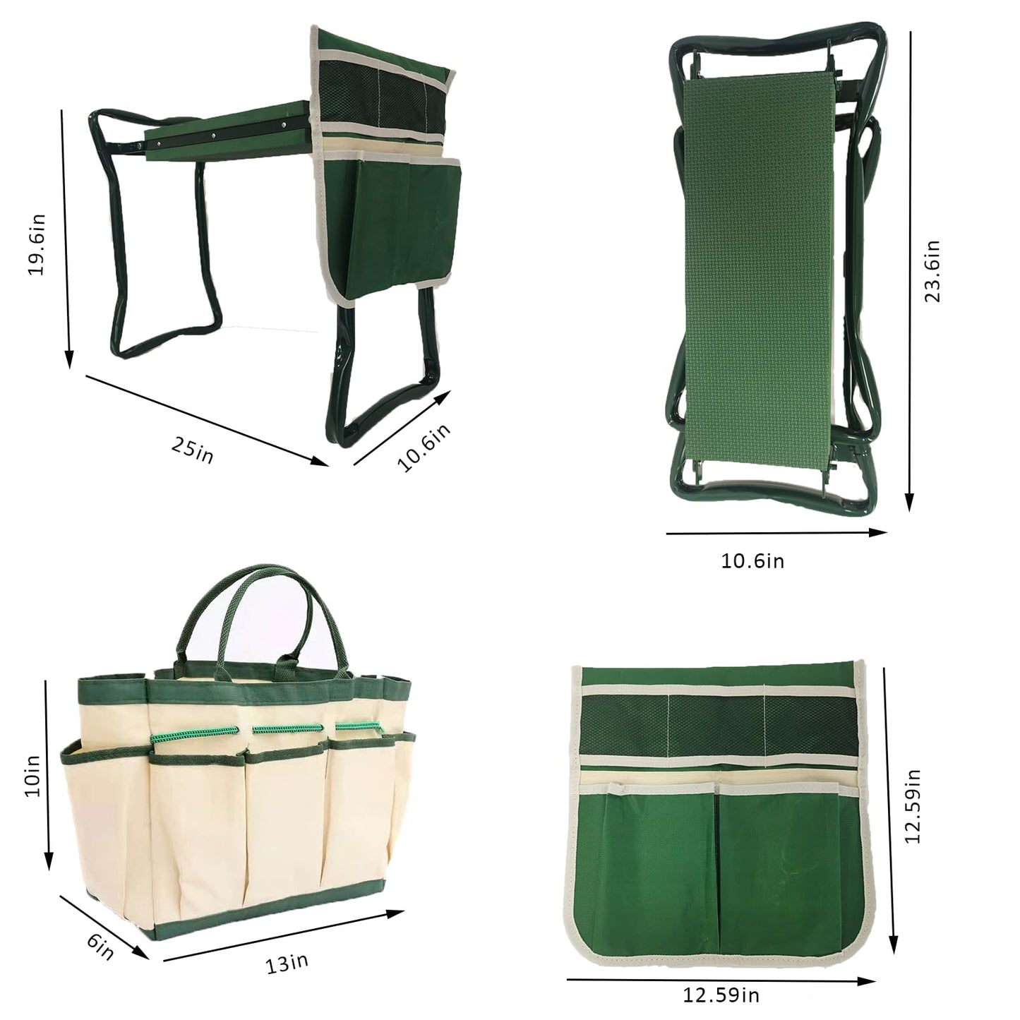 CNHZ FLOURISH Garden Kneeler and Seat Heavy Duty - Foldable Kneeling Stool with Large Tool Pouch & Storage Bag, Space-Saving, Ideal Gift for Gardeners, Seniors & Parents