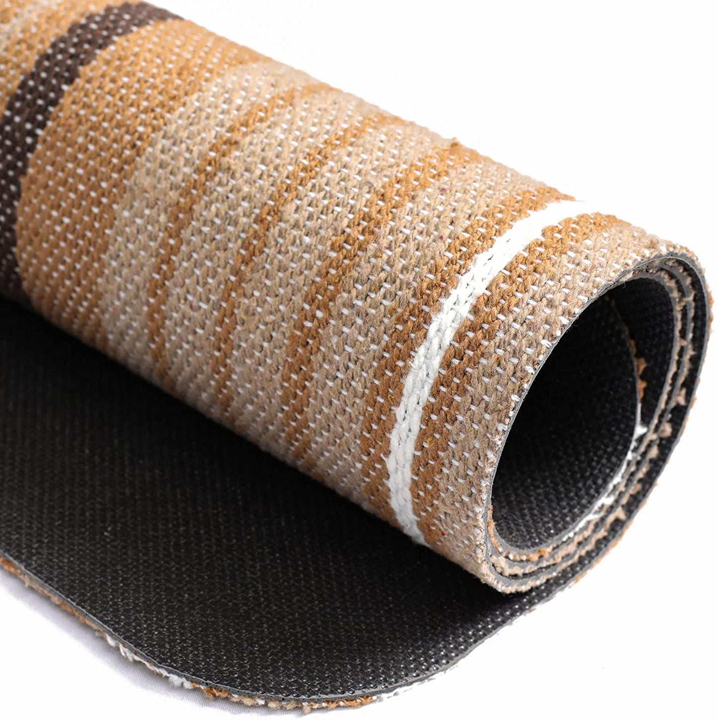 AlgoMat Artisanal Traditional Mexican Striped Doormat, Accent Area Door Mat or Entryway Rug, Made of 100% Recycled Cotton Top, PVC Bottom, Durable, Machine Washable, 34" x 24" (Brown Stripe)