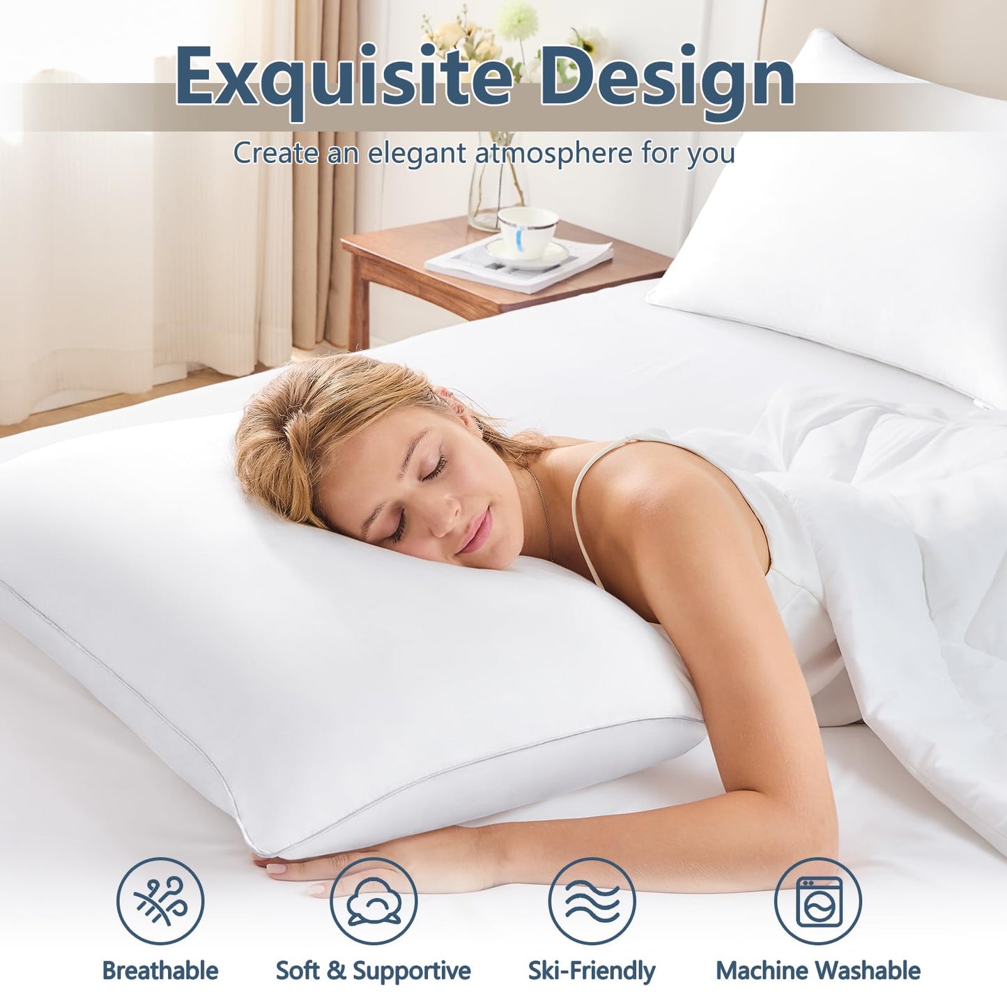 CozyLux Pillows Standard Size Set of 4, Hotel Quality Bed Pillows for Sleeping 4 Pack, Cooling Pillows for Side Back and Stomach Sleepers, Down Alternative Luxury Soft Supportive Pillows (18x26)