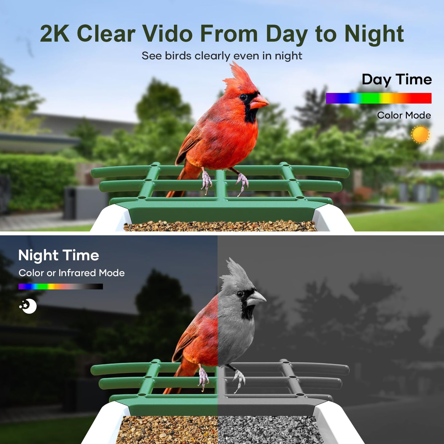 Smart Bird Feeder with Camera: Solar Powered Birdhouse with AI Recognition, Wireless Bird House with Camera for Outdoor, Unique Birthday Gifts for Mom Dad