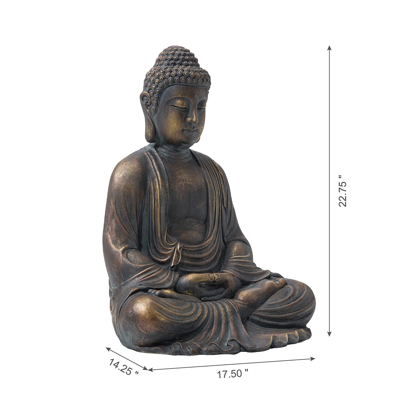 Glitzhome 22.75-inch Zen Meditation Buddha Garden Statue, Bronze Large Indoor and Outdoor Sculpture, Hand-Finished MGO & Fiberglass Decor for Home Patio Yard