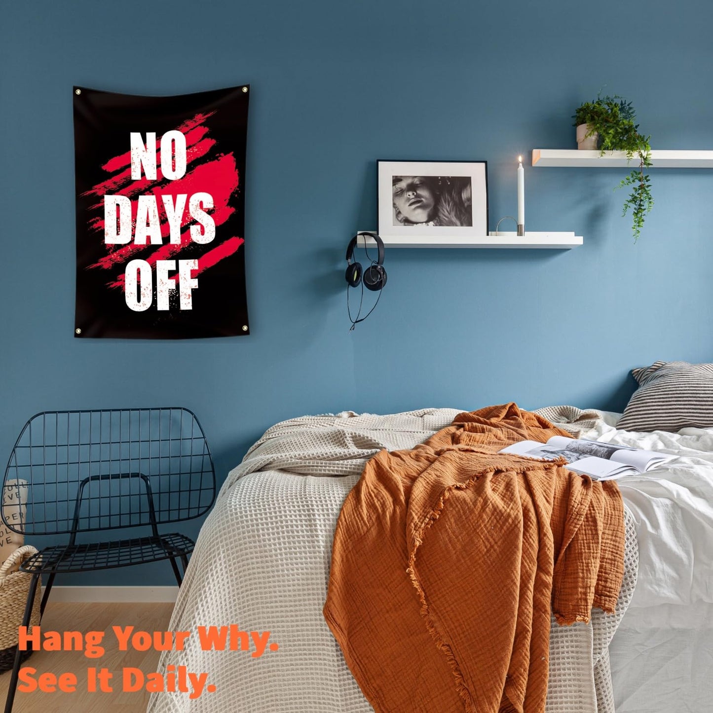 Eudaedom Inspirational Tapestry for Gym Wall, Motivational Banner for Workout Drive - Garage Office Decor, Dorm Flag, Fitness Focus Sign-3x5FT