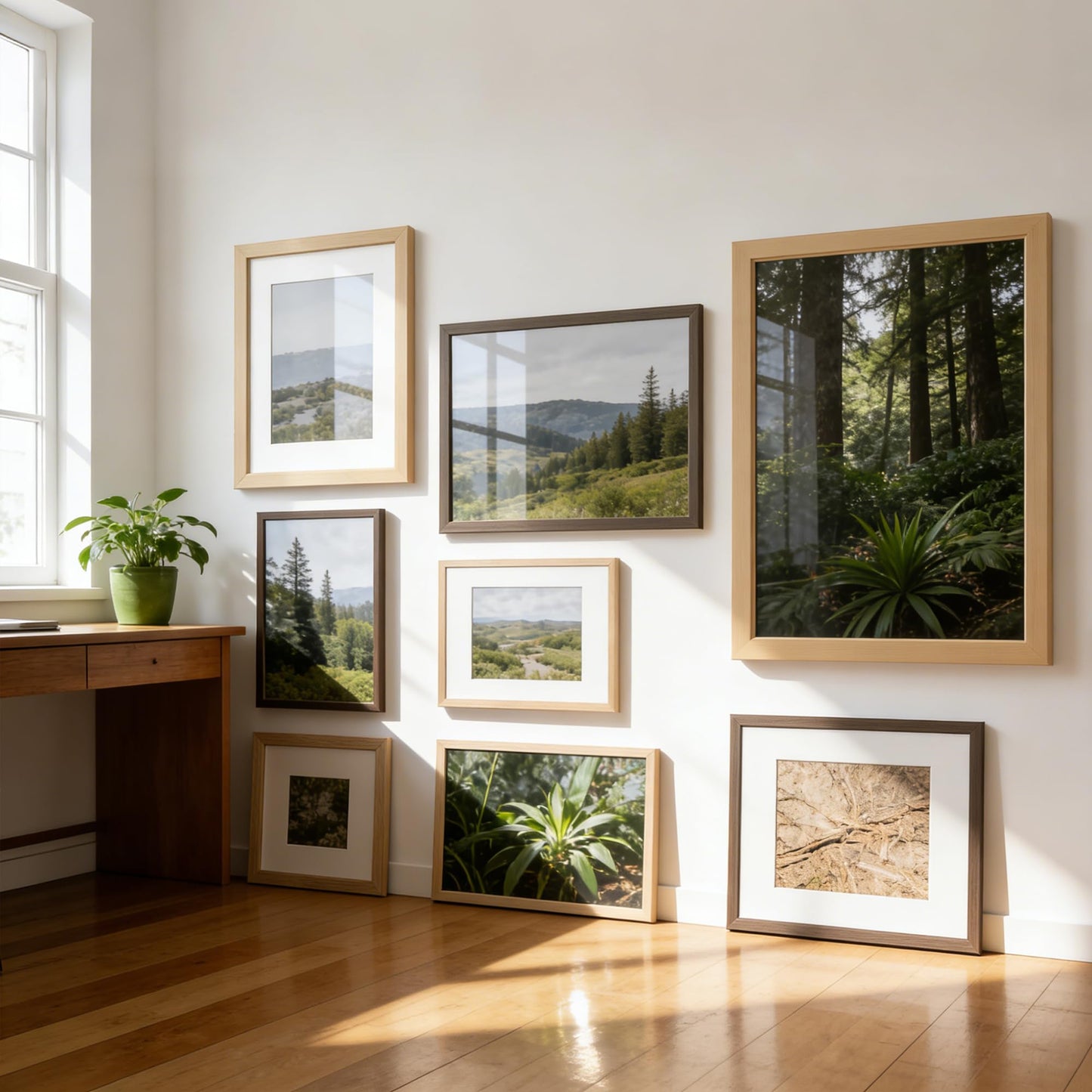 TONES FRAME DESIGN 11x14 Picture Frame with Mat to 8x10 Natural Wood Solid Veneer 11x14 Frame Set of 2 with Shatterproof Plexiglass, Wooden 11 x 14 Picture Frames for Poster Gallery Wall Home Decor, 2 Pack