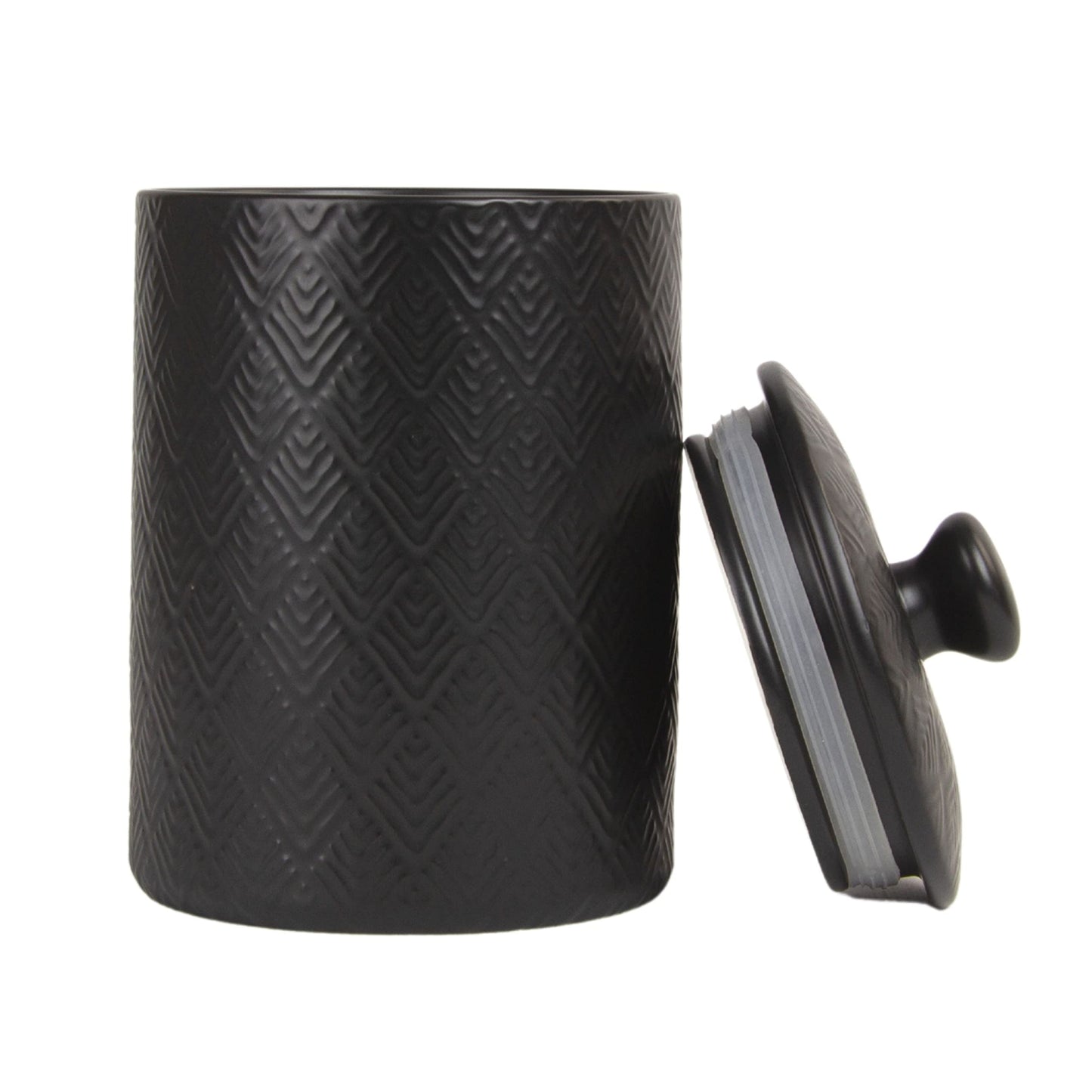 10 Strawberry Street Embossed Marquis Ceramic Kitchen Canister Set, Set of 3, Matte Black