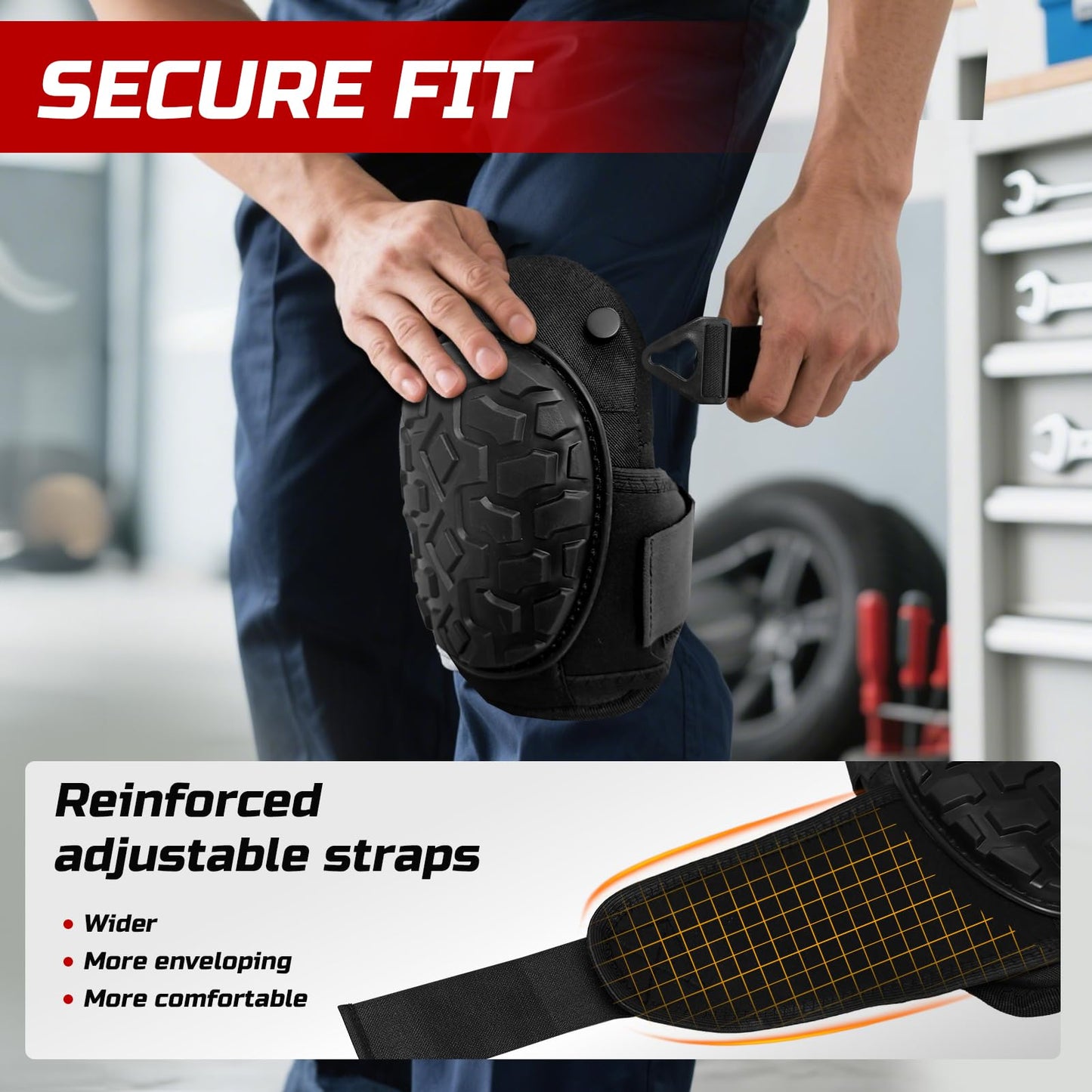 FREEKYROCK Gel Knee Pads for Work, Professional Knee Pads for Men Women with Soft Foam, Heavy Duty Cap, Adjustable Straps, Quick-Fasten Buckle for Construction, Gardening, Welding, Roofing, Cleaning