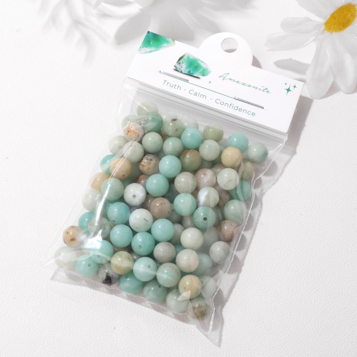 Raicegs 100pcs 8mm Amazonite Beads Natural Gemstone Beads Round Loose Beads for Jewelry Making DIY Bracelets Necklace