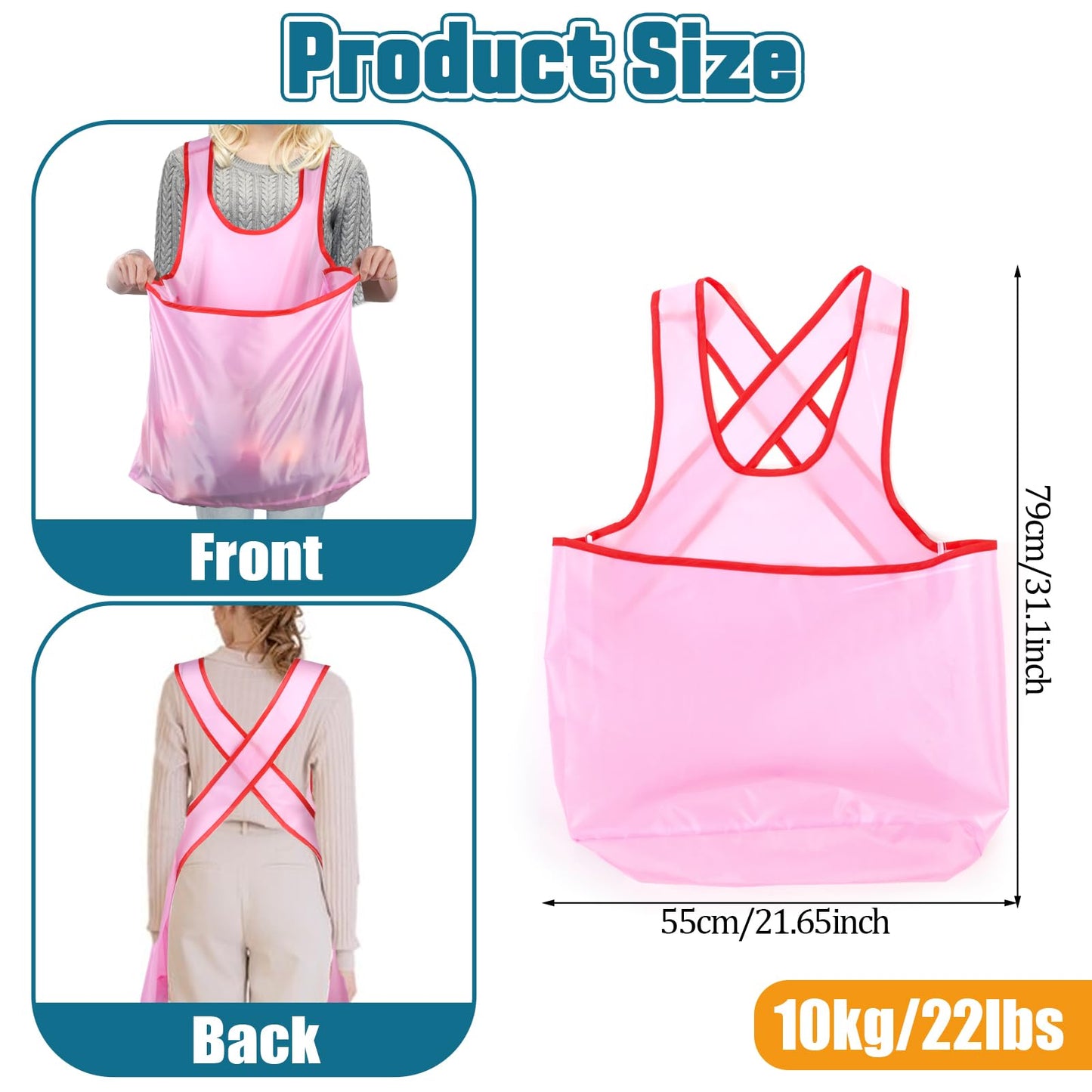 LLOUSSAK Waterproof Pink Laundry Apron, Sleeveless Portable Drying Apron with Large Pocket for Women, Ideal for Cooking and Gardening