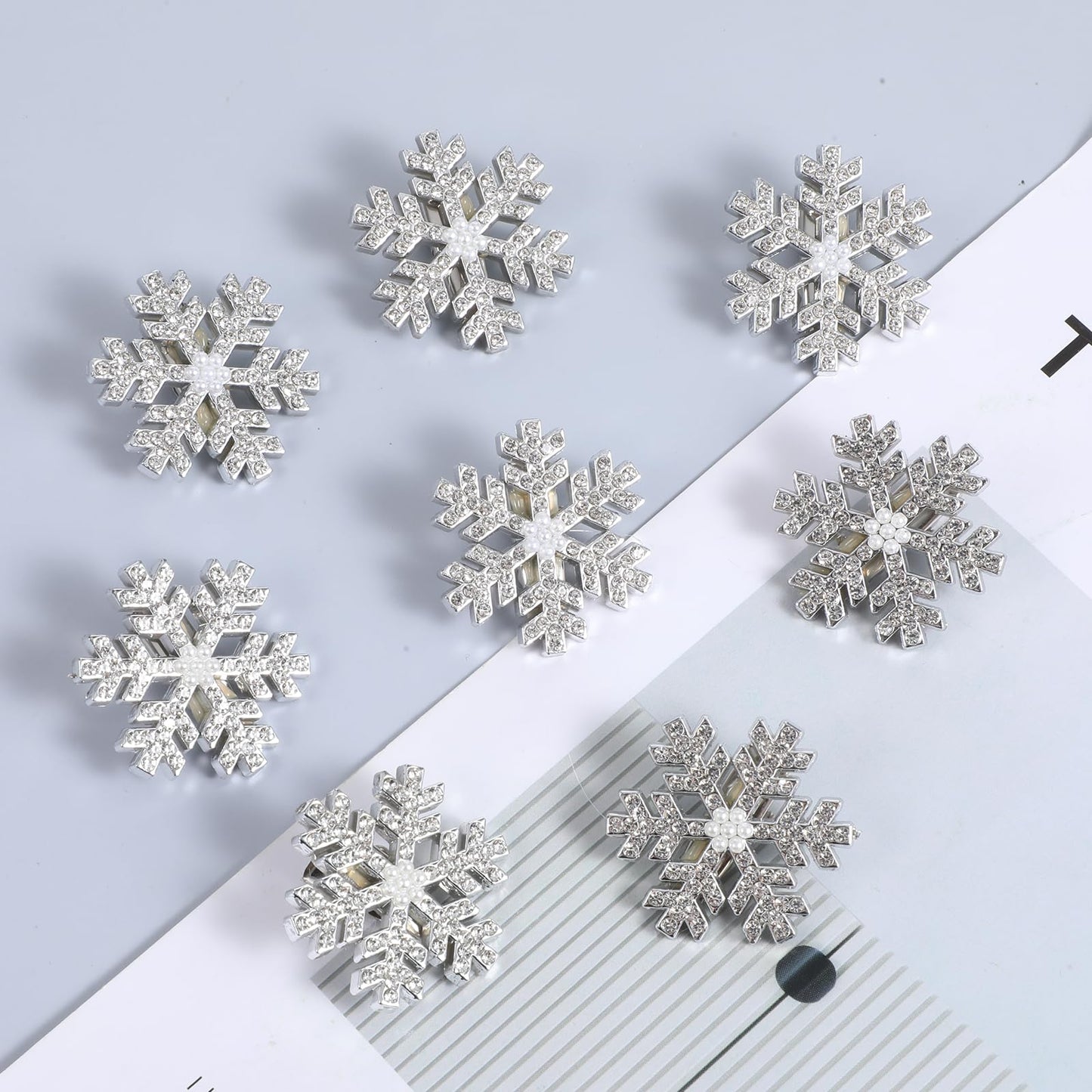 10 Pcs Snowflake Christmas Hair Clips, Bling Rhinestone Hairpins Glitter Fancy Christmas Hair Pins Barrettes Snowflake Decorations for Women Girls Bridal Party Wedding Everyday Gifts (Sliver)