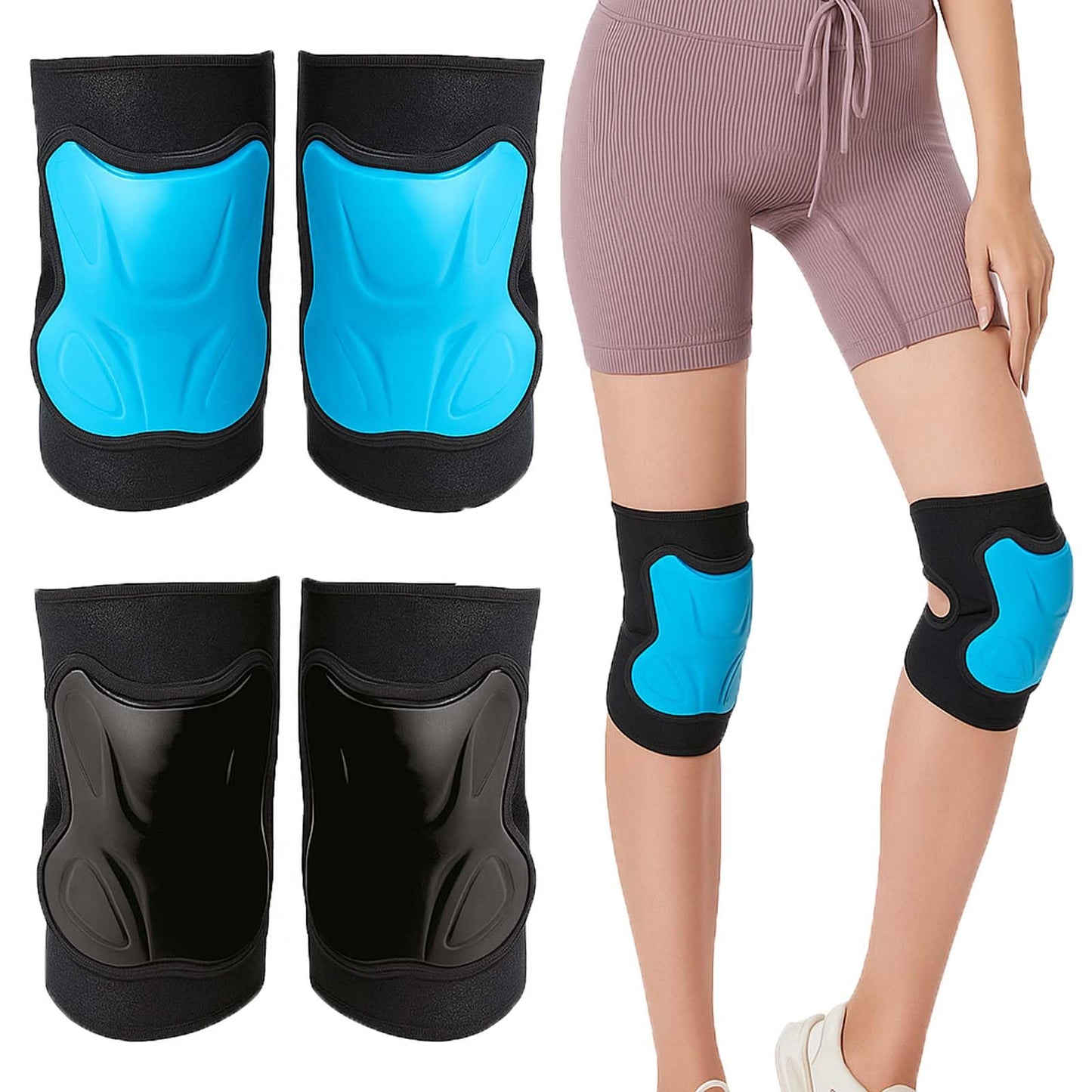 Construction Knee Pads for Men Women, Gardening Kneeling Pad with Non-slip Straps for Mechanical repair, Soft Working Kneepads for Roofing Skating Skateboard, Protective Foam Cushion, Blue L(1 Pair)