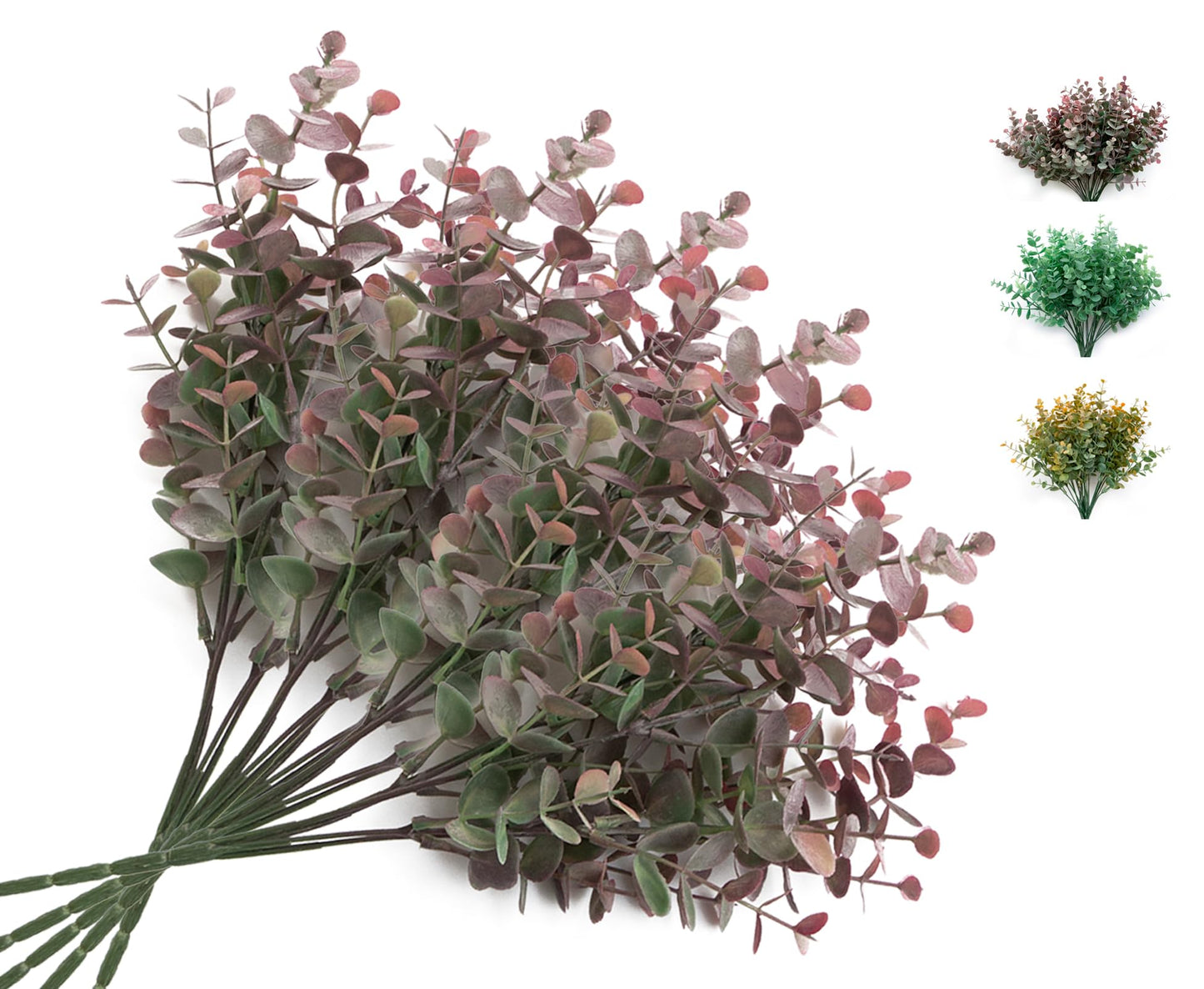 YOOHOTOUCH 5 Bundles Artificial Eucalyptus Stems,Faux Greenery Fake Dust Frosted Eucalyptus Branches Leaves,Fake Plants for Decoration(Dusty Mauve)