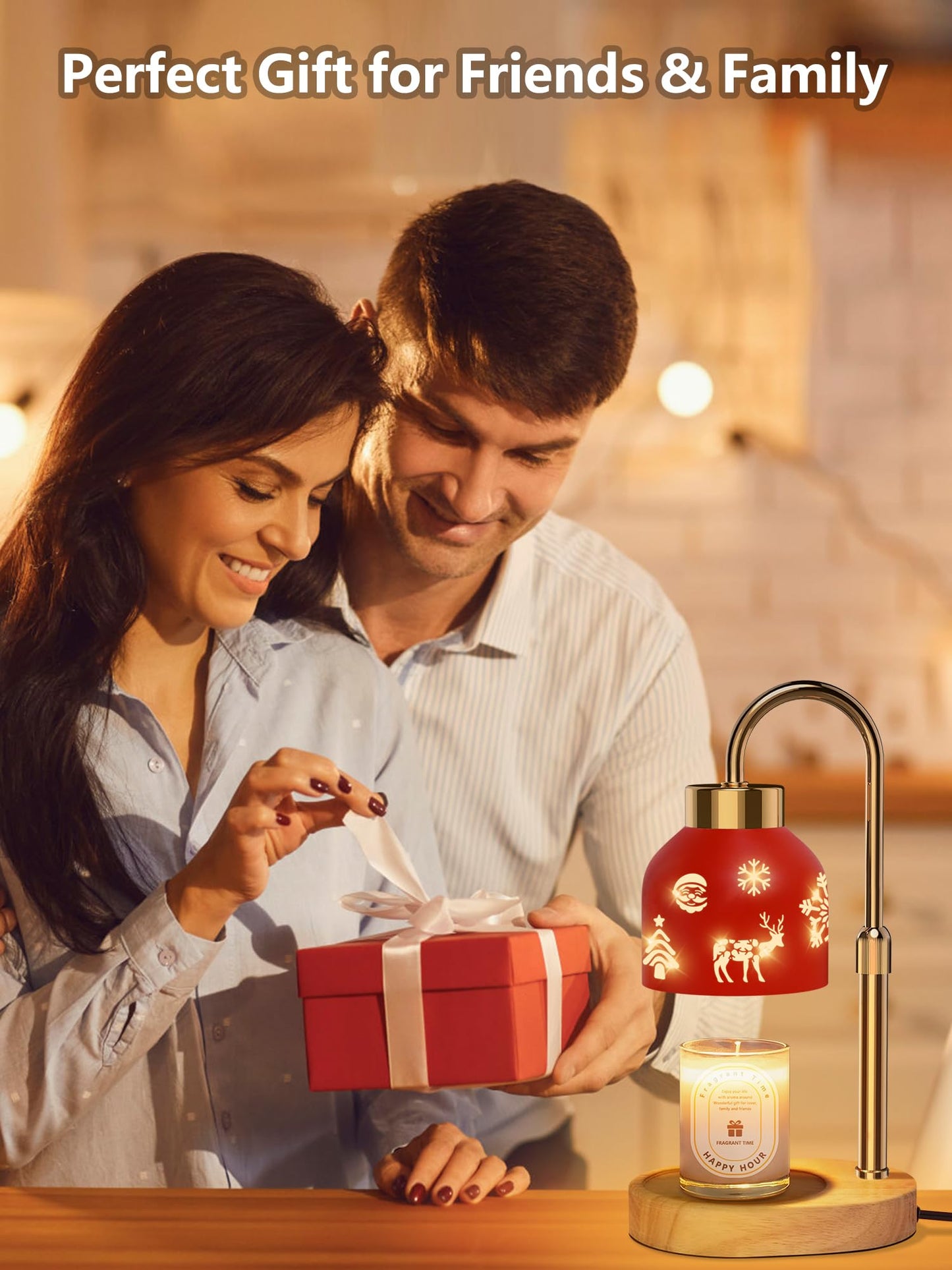Lukasa, Christmas Candle Warmer Lamp, with Timer and Dimmer, Adjustable Height Candle Lamp, Wax Melt Warmer for Scented Jar Candles, for Women Mom Girls Teens Adults