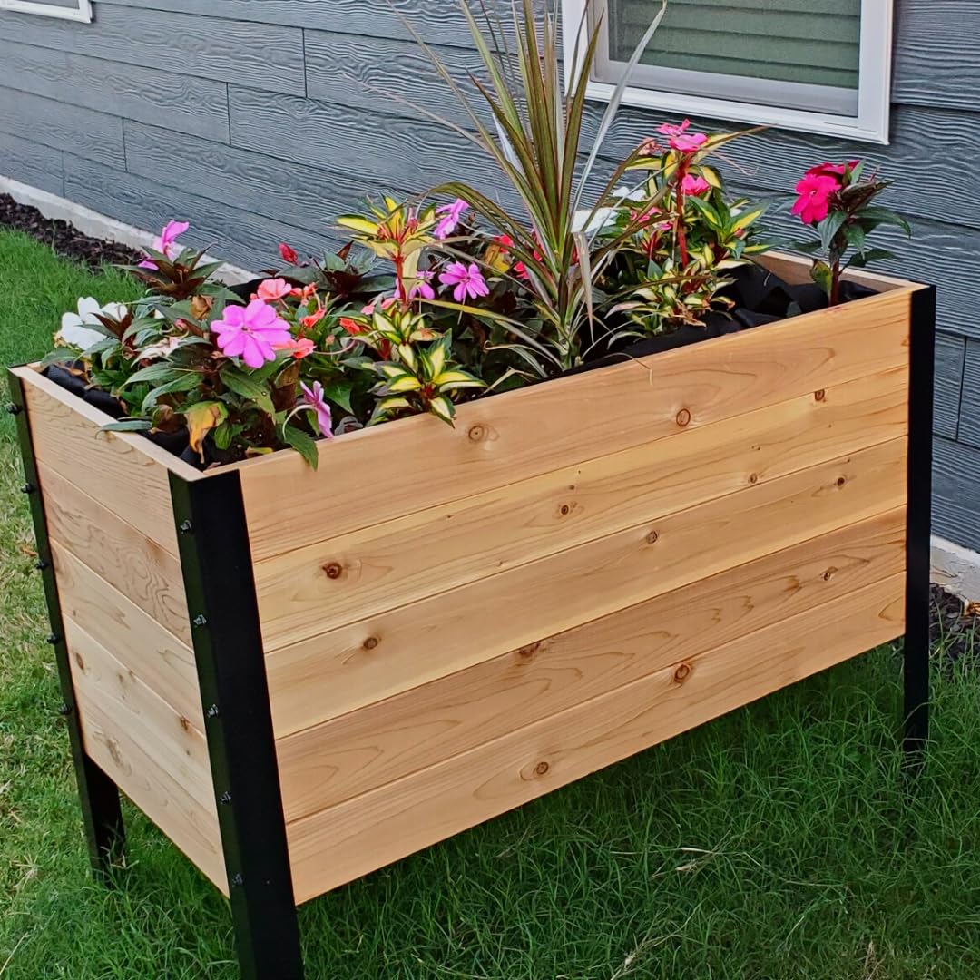 EARTH ELEVATED 100% Canadian Cedar Wood Elevated Garden Bed for Gardening - Planter Pot to Grow Herbs Flowers, and Vegetables at Home Indoor and Outdoor Patio Balcony Deck - 18” x 36” x 30”