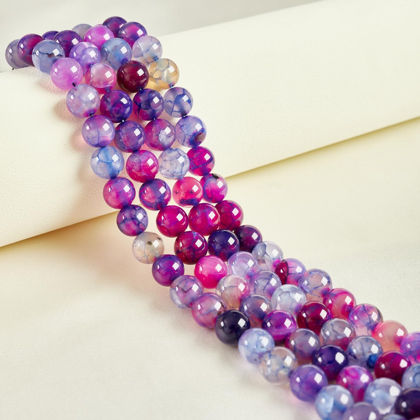 100pcs 8mm Purple Dragon Vein Agate Beads Natural Gemstone Beads Round Loose Beads for Jewelry Making