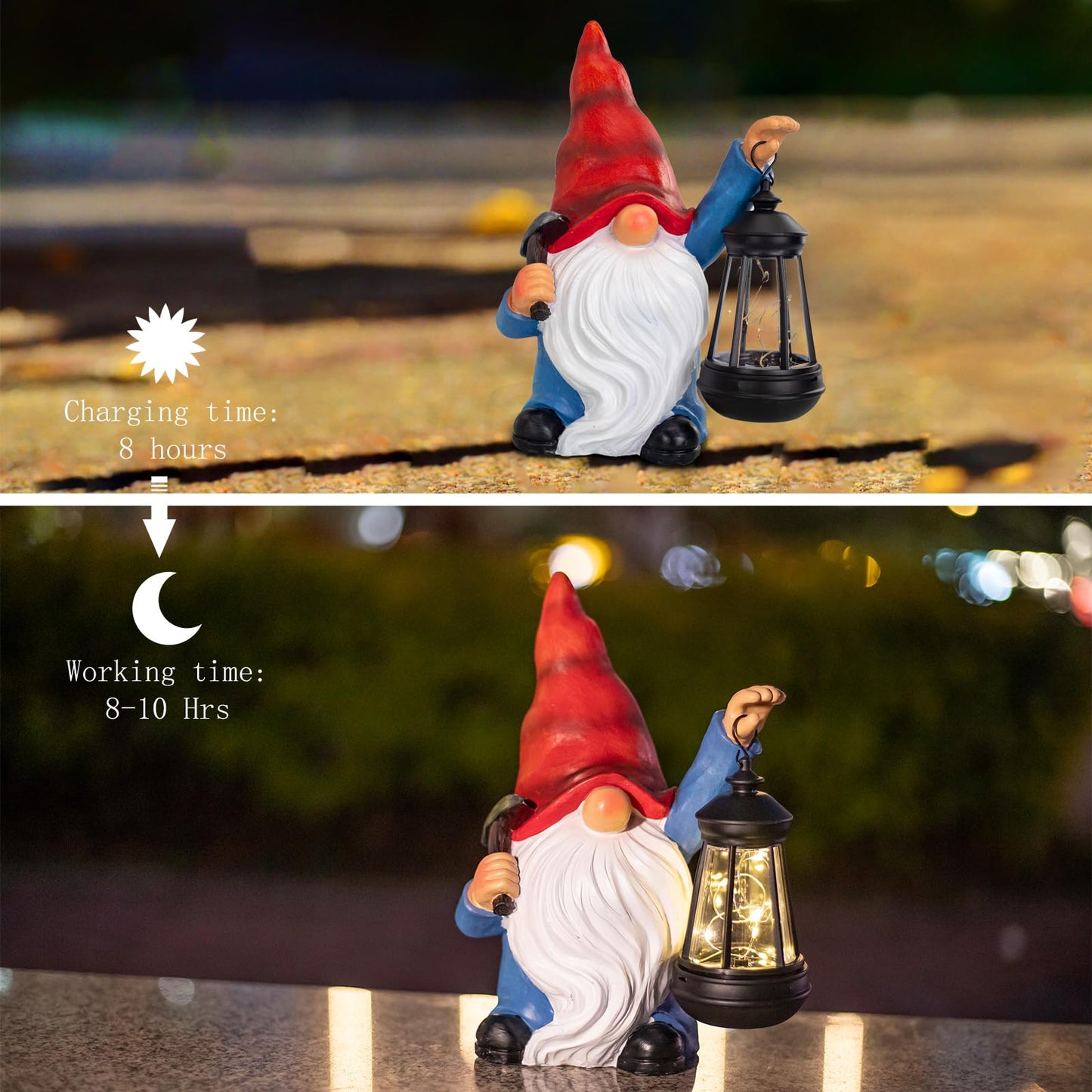 halp·ssfm Garden Gnome Statue Solar Light Outdoor Decorations Figurine with Lantern Led Shovel Sculpture Lawn Patio Yard Porch Outside Christmas Housewarming Gifts for Women Mother's Day Grandma