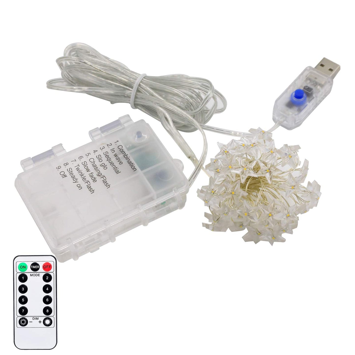 Twinkle Star String Lights 40 LED Spring Garden Decorative Indoor Outdoor Fairy Light USB & Battery Operated Lights 13ft Waterproof Lights with Remote Control for Festival Party Bedroom Decoration