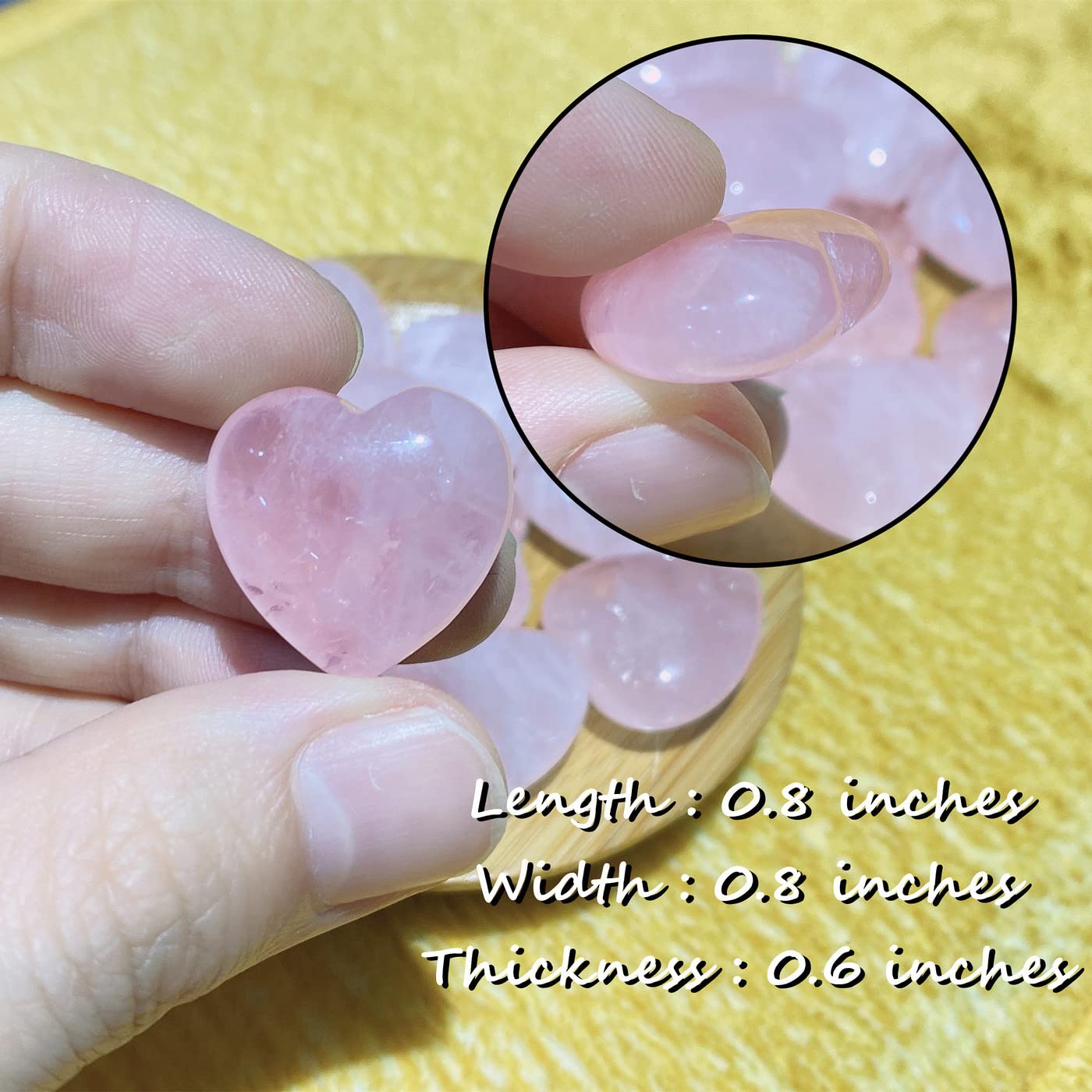 QINJIEJIE 20PCS Rose Quartz Thick Heart Crystals Stones Love Shaped Gemstones Pocket Palm Crystal Bulk Gifts Polished Thumb Stones Set Worry Stone Reiki Energy Balancing Meditation Stocking Stuffers Gift Bulk