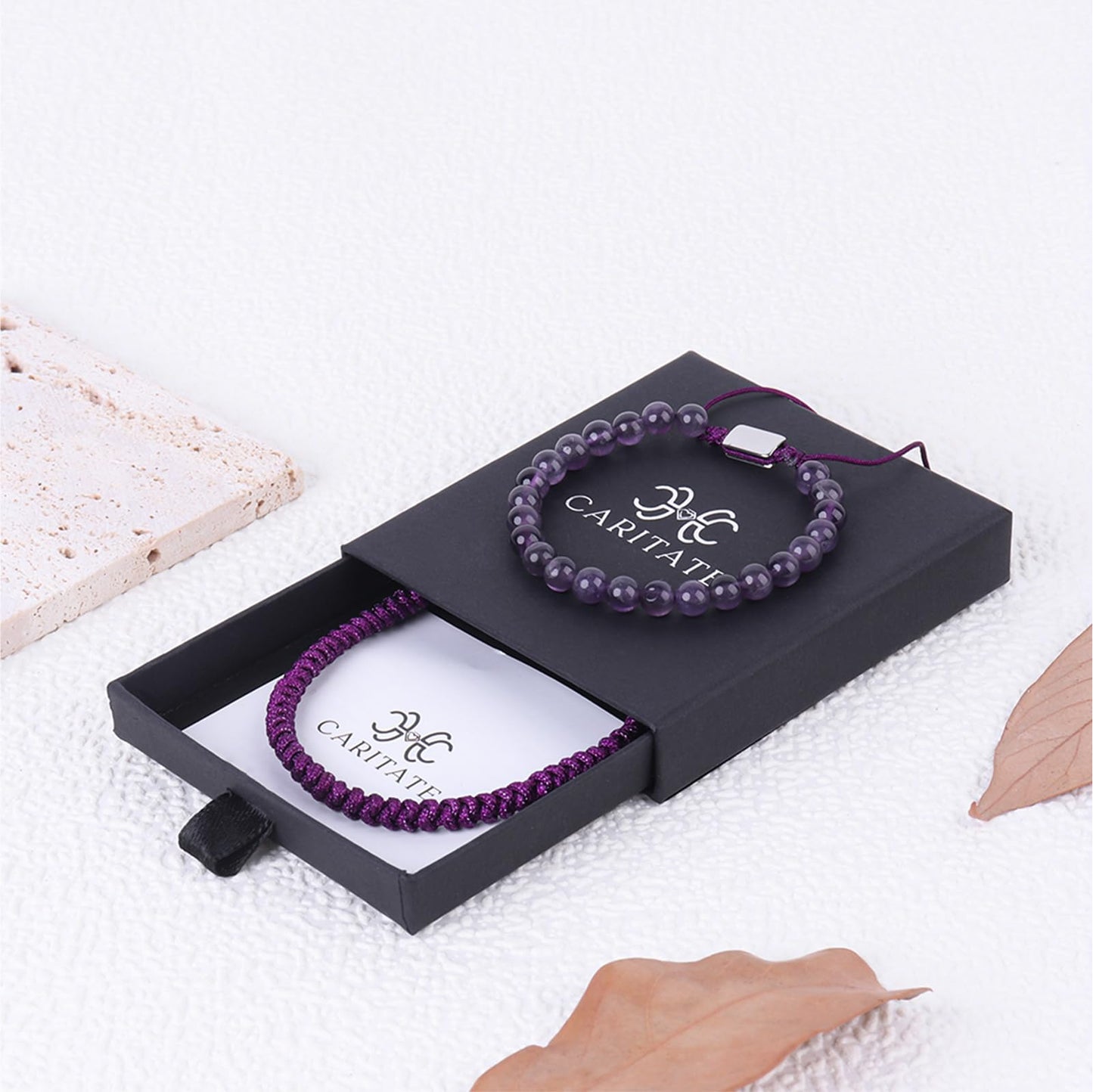 CARITATE Purple Amethyst Bracelet for Women 6mm - Beaded Bracelets for Women Amethyst Bracelet for Women Jewelry Adjustable - Anniversary Valentines Mothers Birthday Gifts for Her Girlfriend Wife