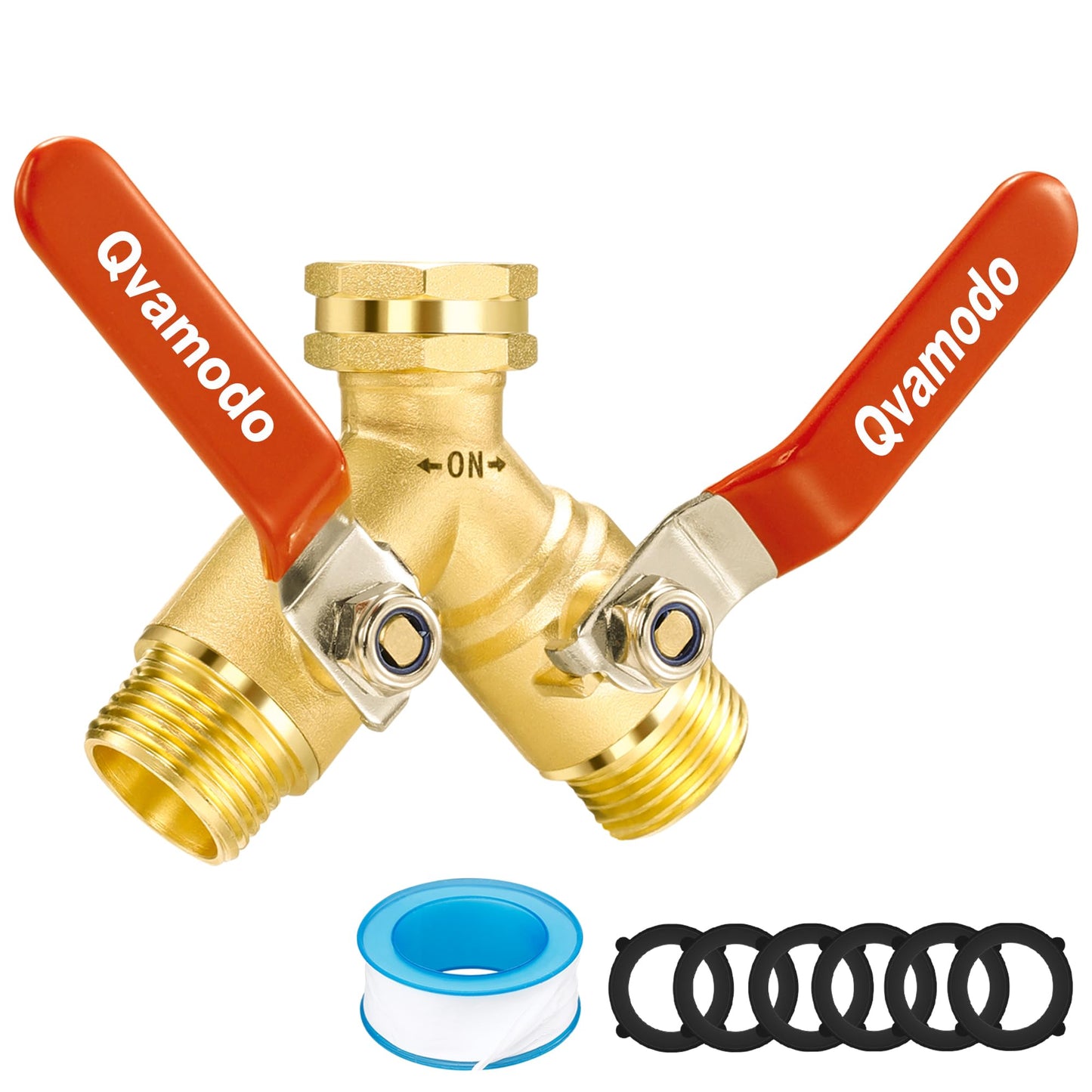 Hose Splitter 2 Way Heavy Duty Garden Hose Y Splitter with Shutoff, Garden Hose Splitter with 304 Stainless Steel Long Handle Outdoor Full Flow Y Valve 3/4 Inch GHT Thread Y Connector for Garden Hose