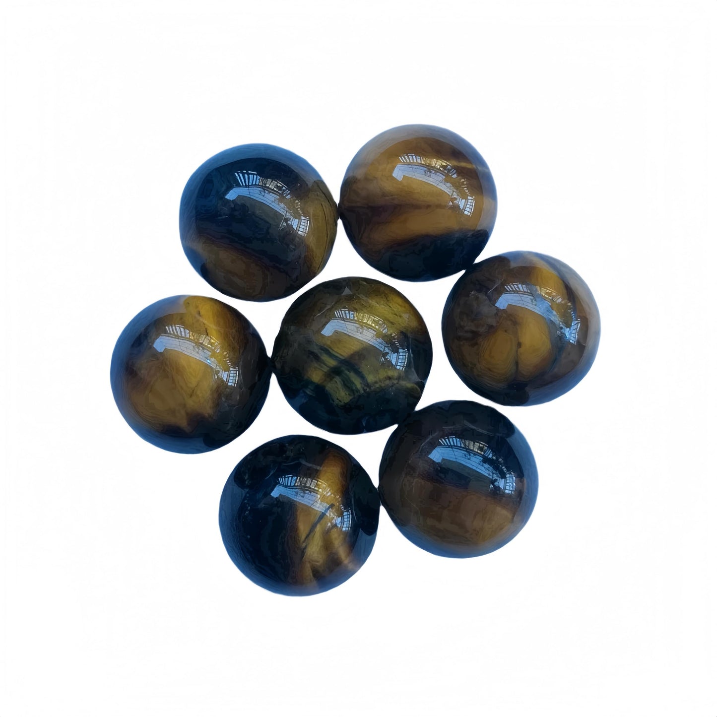 Sunshcat Natural Tiger's Eye 0.78 Inchs Crystals and Healing Stone Ball Set,Home Desktop Feng Shui Array Decoration(7 Pieces) 