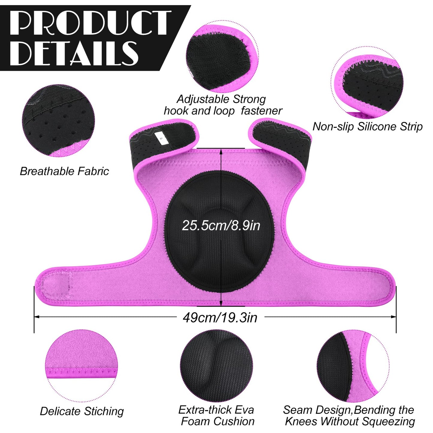 Berlune 2 Pairs Knee Pads for Gardening Cleaning Knee Pads for Men Construction Work Kneepads with Thick Foam, Anti Slip Collision Avoidance Kneepads for Garden Construction Flooring(Gray, Pink)