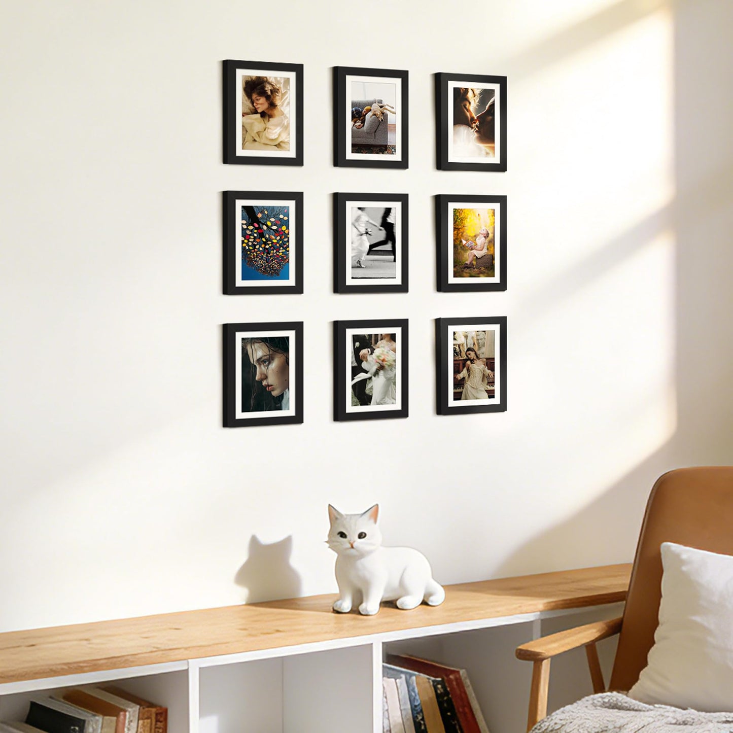 upsimples 5x7 Picture Frame Set of 10, Display Pictures 4x6 with Mat or 5x7 Without, Multi Photo Frames Collage for Wall or Tabletop Display, Black