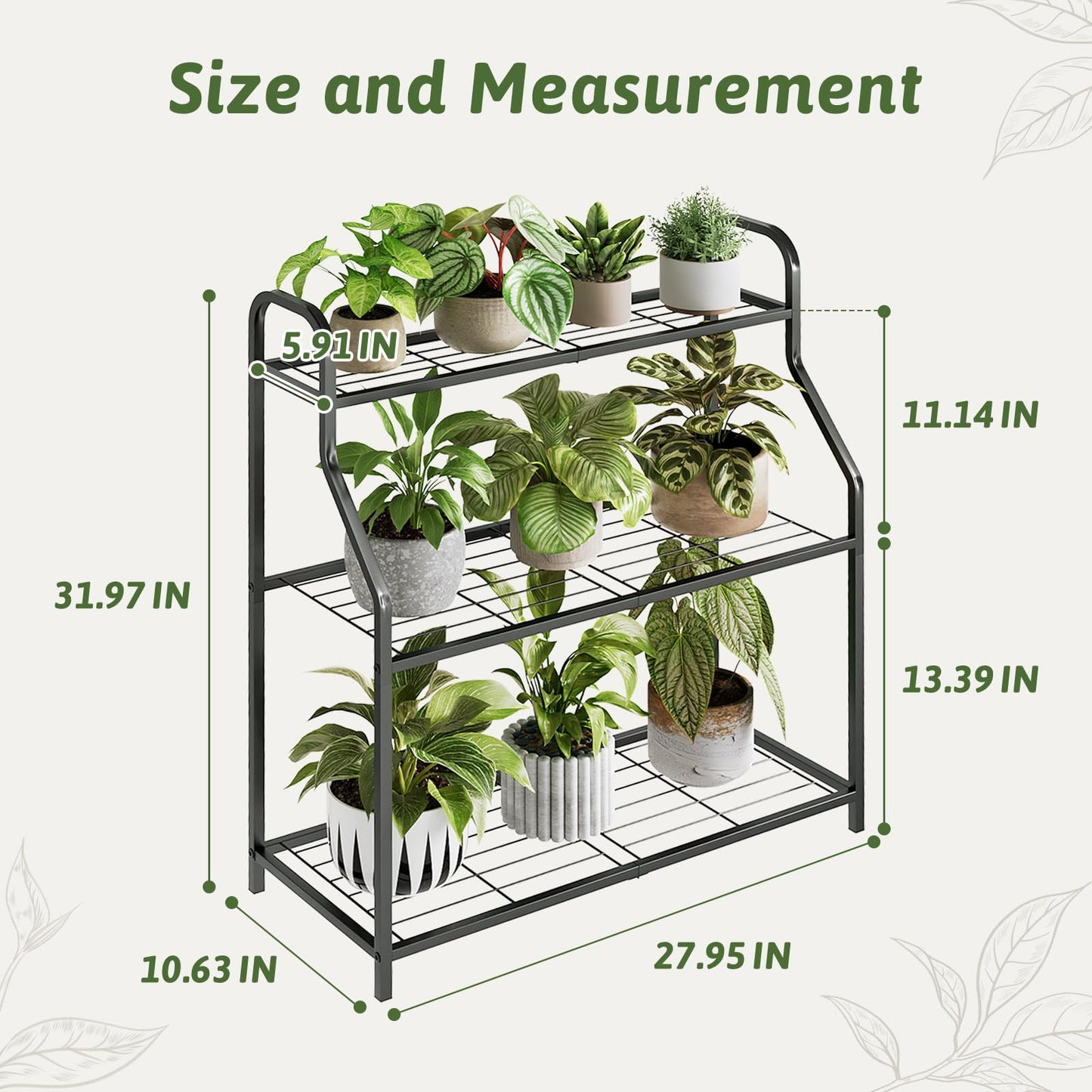 GENTINGBRO Plant Stand Outdoor 3 Tier Plant Stand Metal Plant Stands Waterproof Plant Holder Rack for Indoor Use Robust Flower Stand Plant Shelf for Living Room Balcony Garden Black
