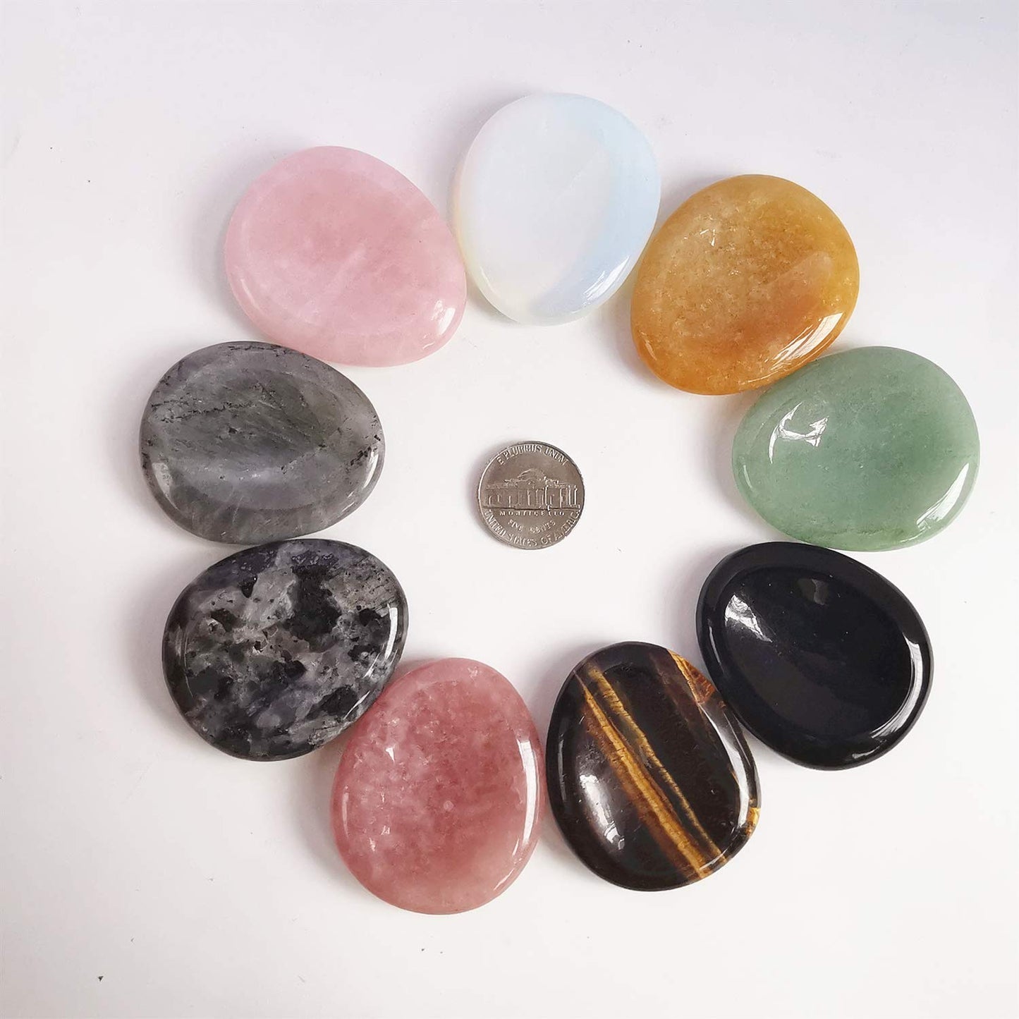 Bacatgem Natural Black Labradorite Water Drop Chakra Thumb Worry Stone,Stress Relax Healing Reiki Crystal Pocket Palm Stones