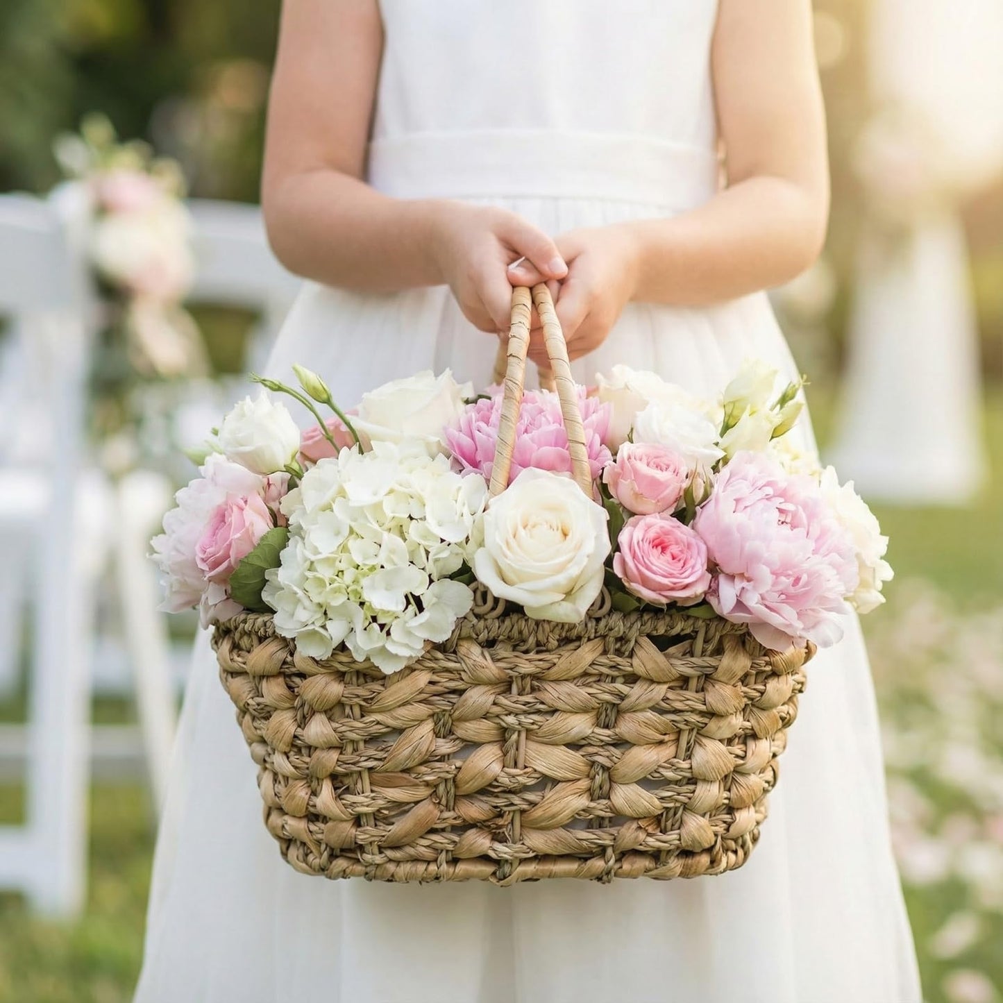 SOUJOY 2 Pack Wicker Picnic Basket with Handle, Natural Hand Woven Rattan Easter Baskets, 13" and 11" Nesting Gift Baskets for Outdoor, Camping, Garden, Wedding, Home Organization